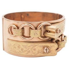 Victorian Wide Buckle Bangle 10 KT gold 1850 circa
