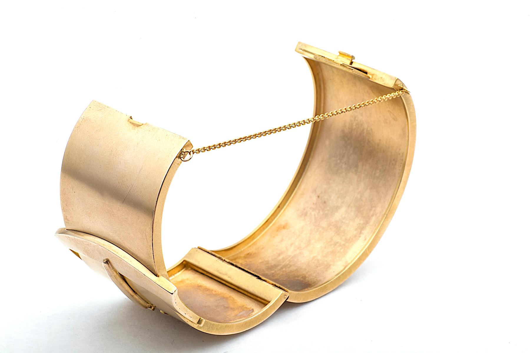 Women's Victorian Wide Gold Buckle Cuff Bracelet
