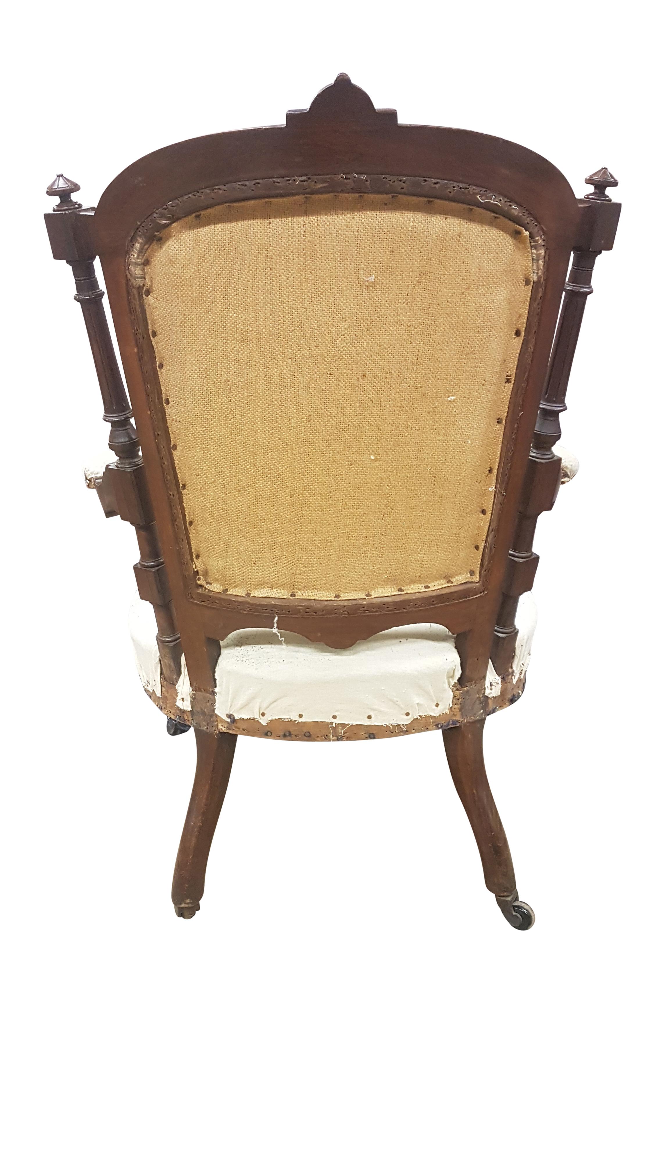 Victorian Wide Seated Rosewood Armchair For Sale 7