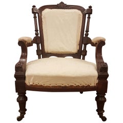 Victorian Wide Seated Rosewood Armchair