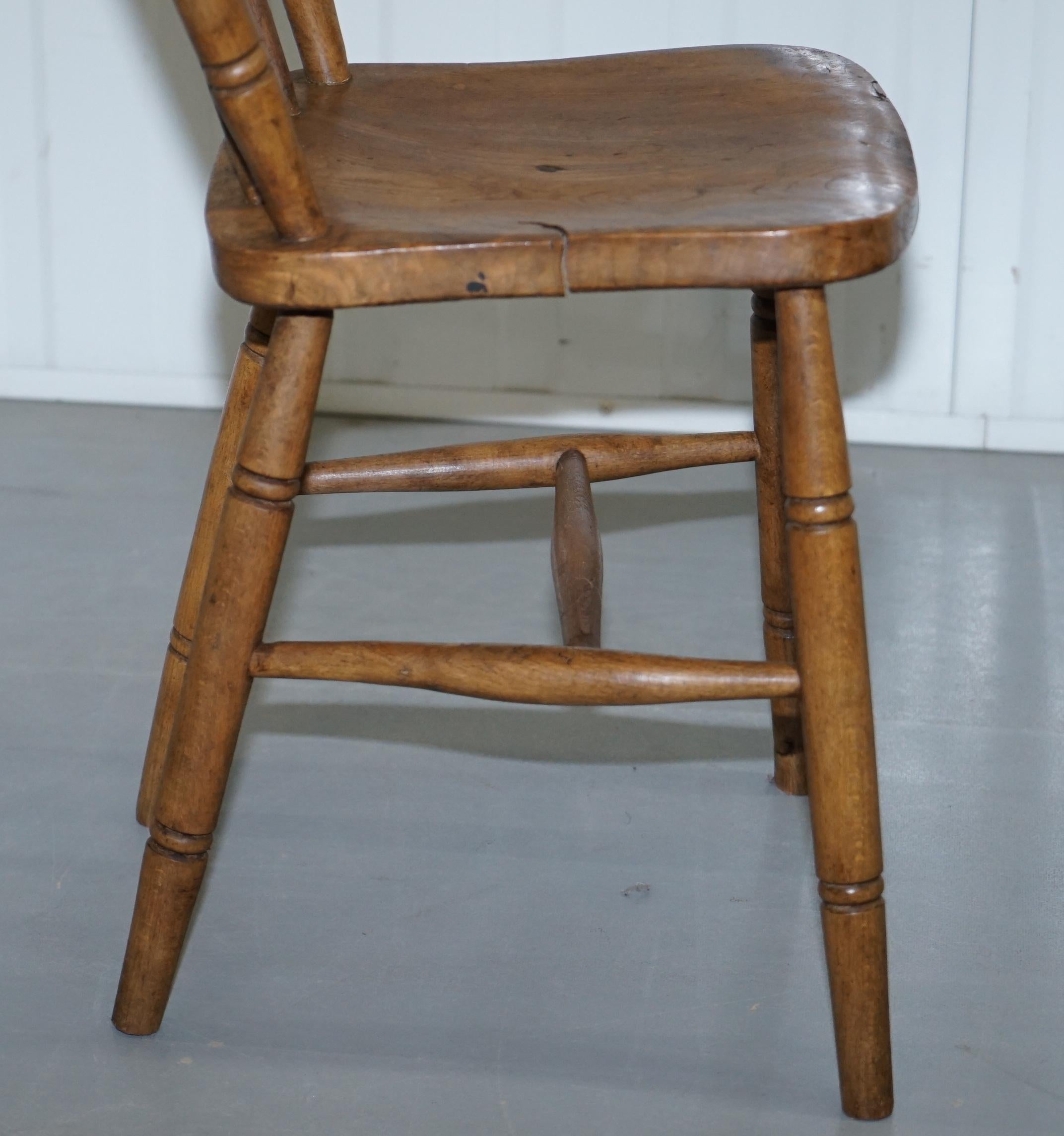 Victorian Windsor Spindle Back Dining Chair Solid Carved Elm Part of a Large Set 8