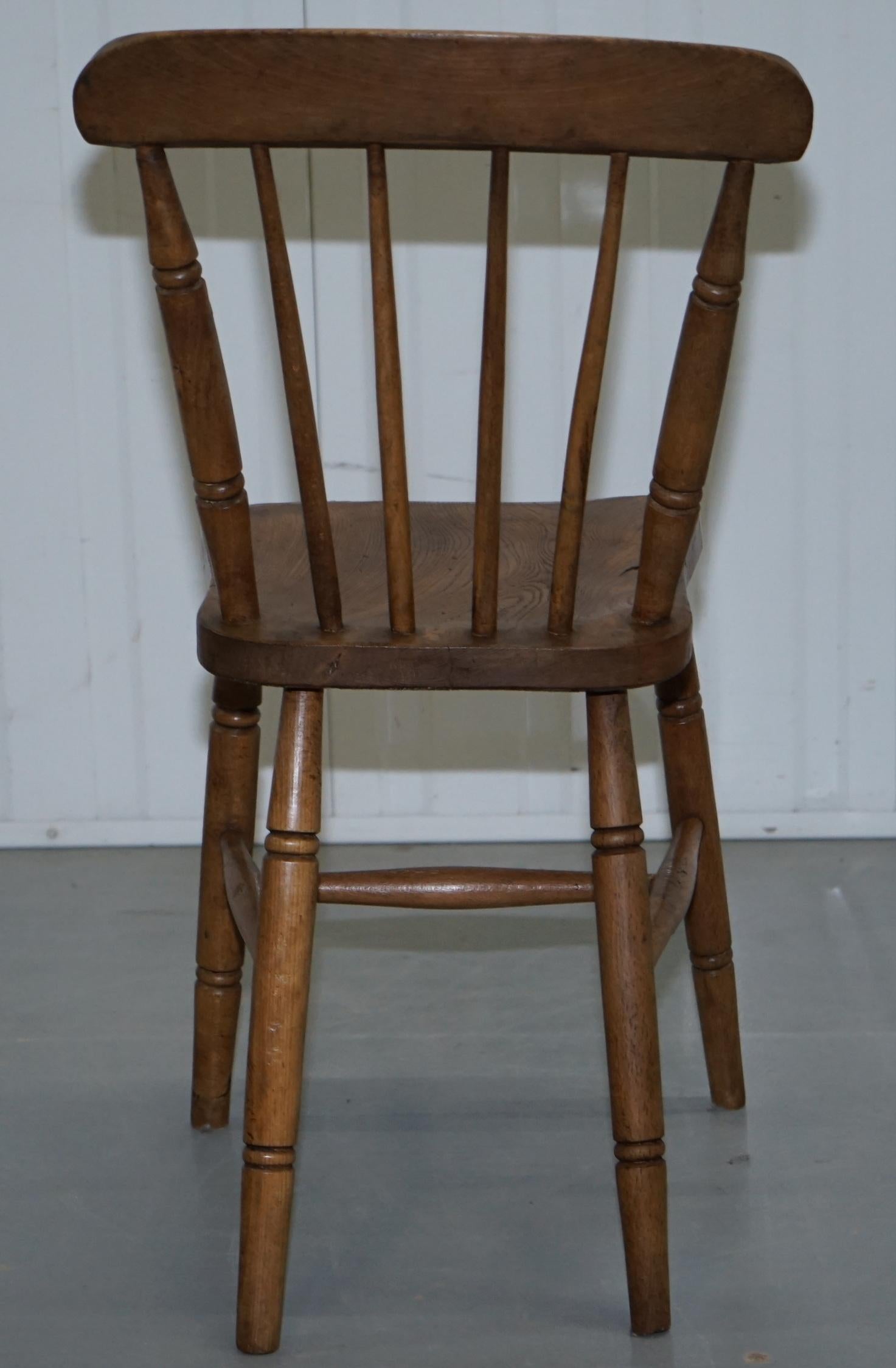 Victorian Windsor Spindle Back Dining Chair Solid Carved Elm Part of a Large Set 10