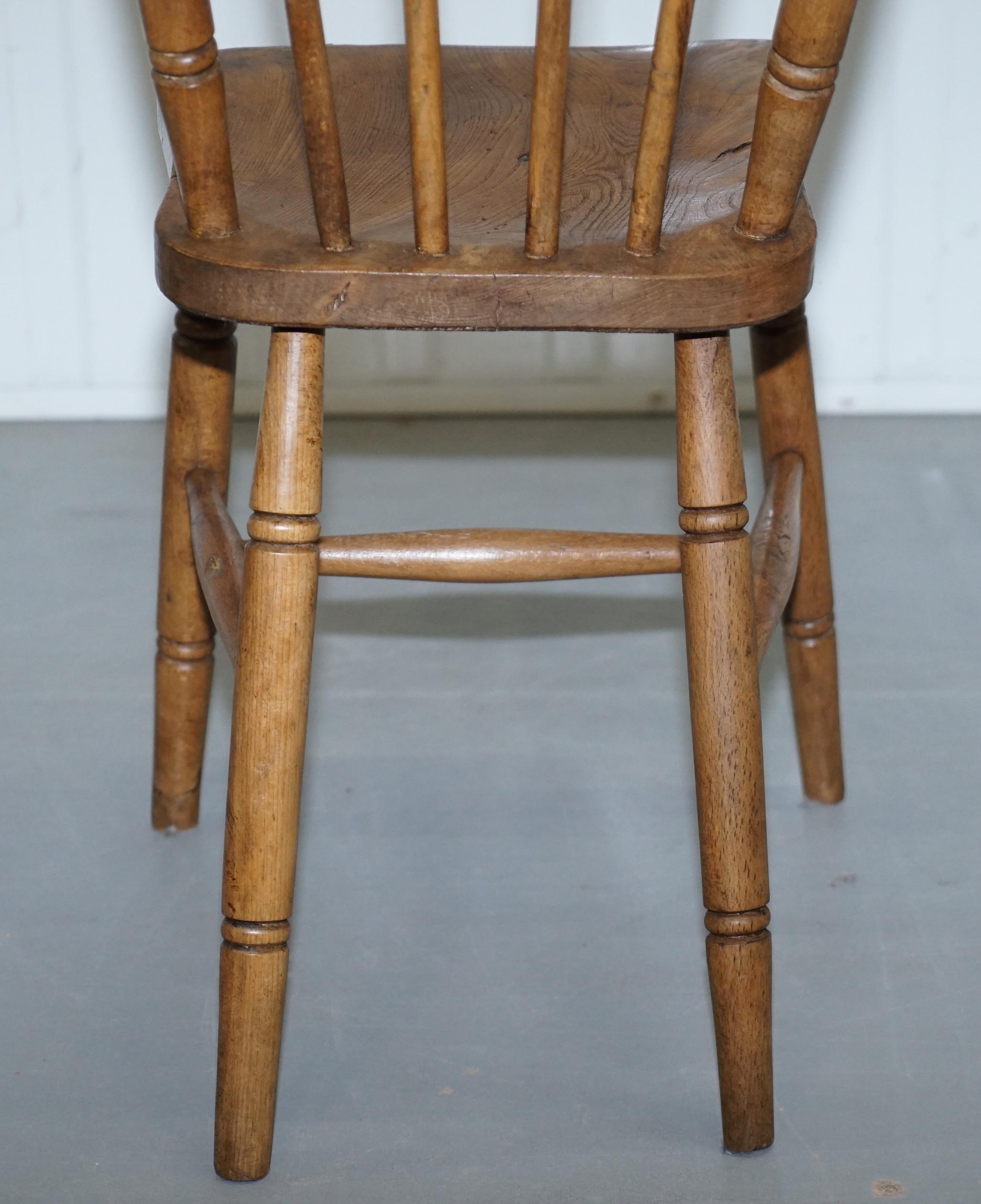 Victorian Windsor Spindle Back Dining Chair Solid Carved Elm Part of a Large Set 12