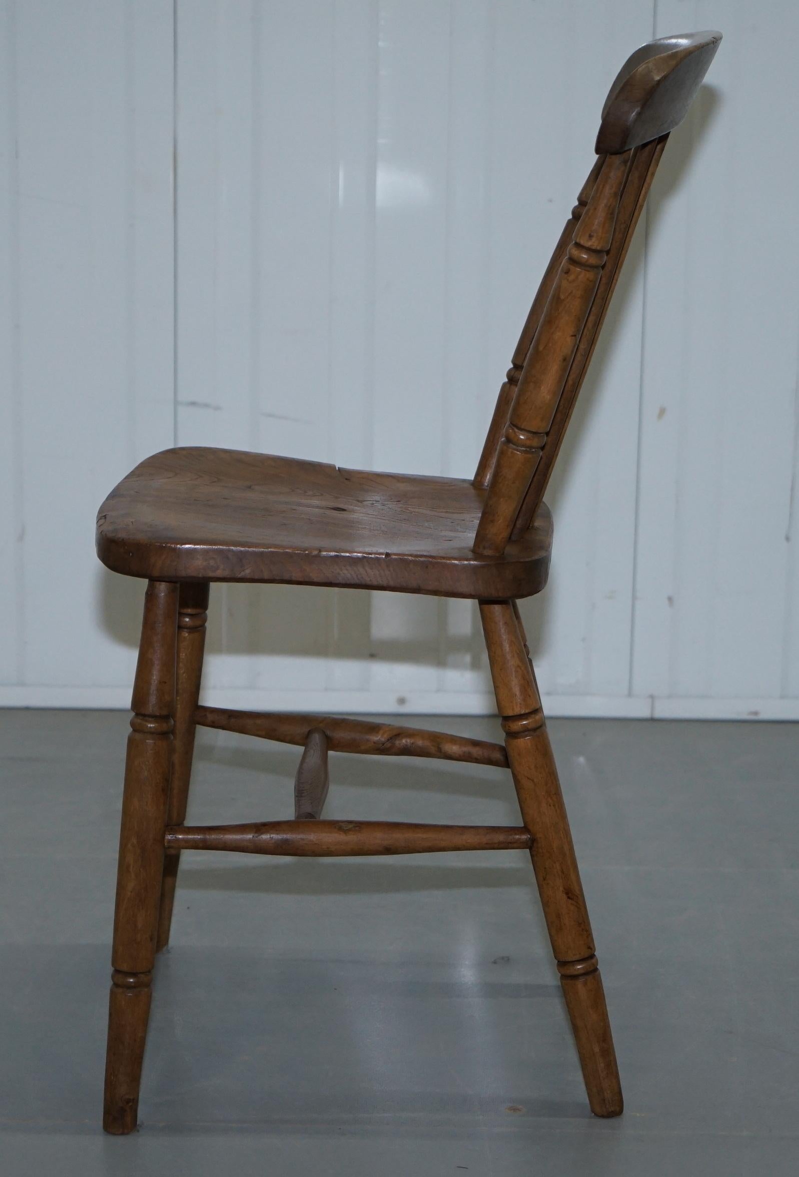 Victorian Windsor Spindle Back Dining Chair Solid Carved Elm Part of a Large Set 12