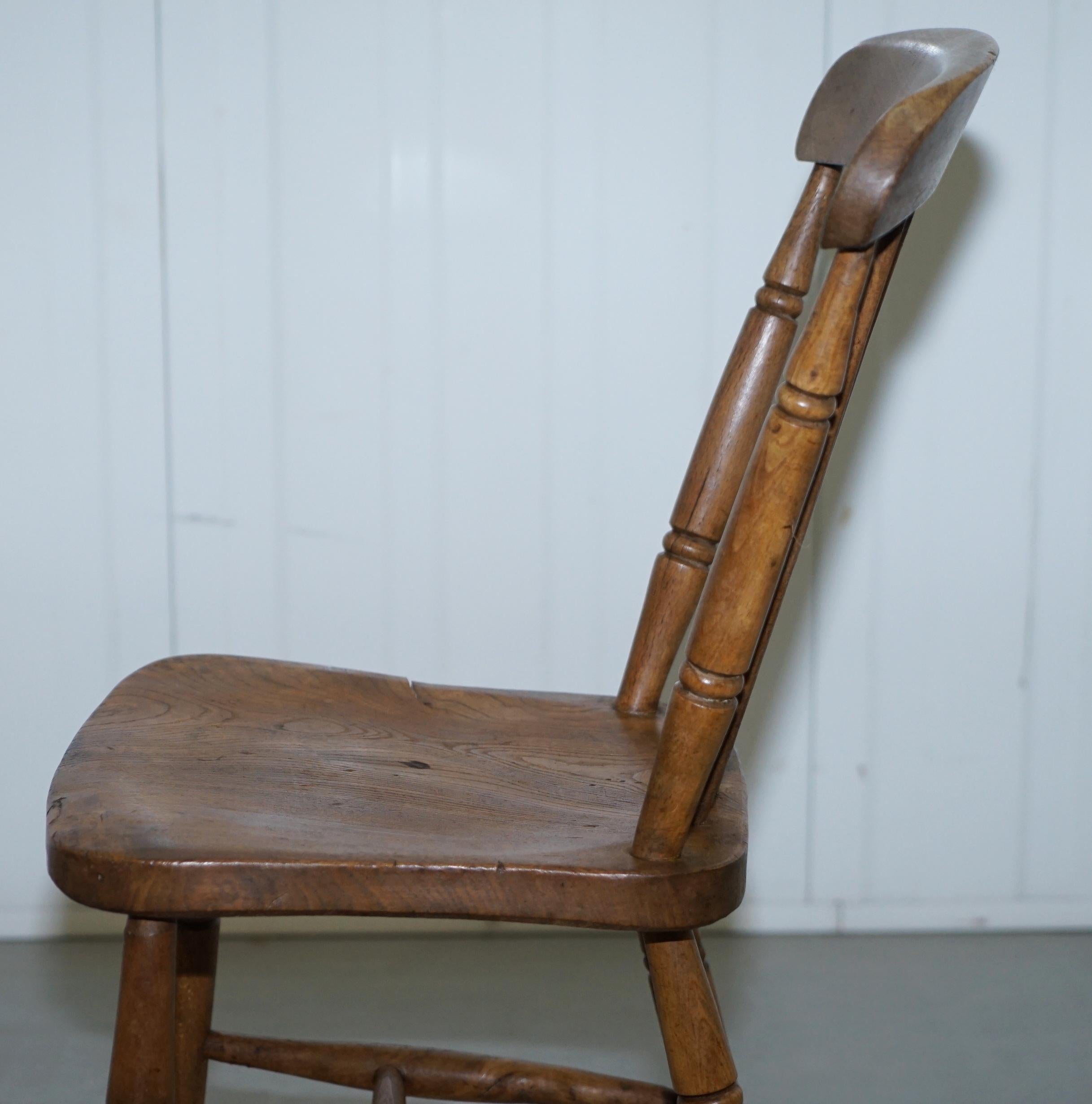 Victorian Windsor Spindle Back Dining Chair Solid Carved Elm Part of a Large Set 14