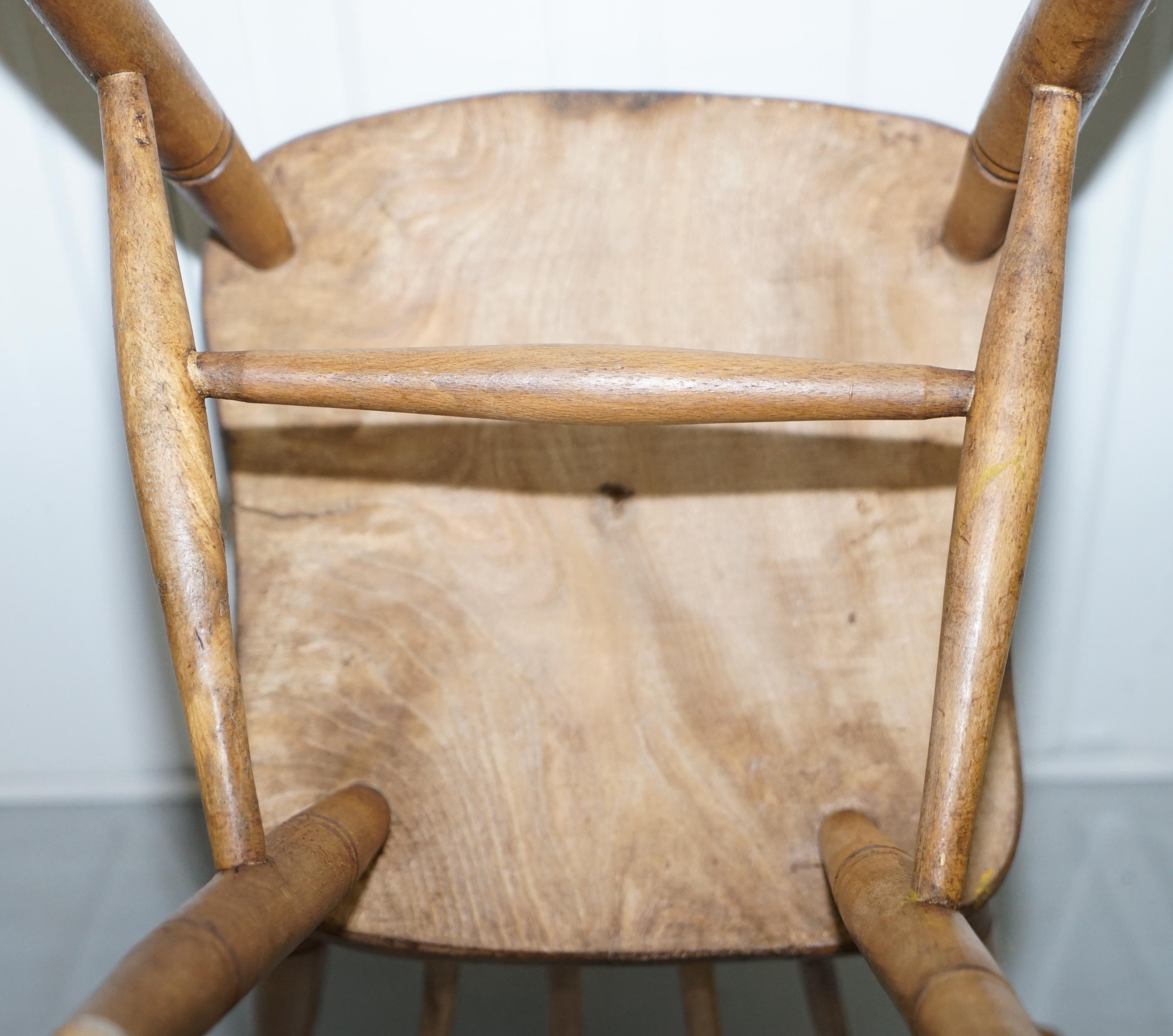 Victorian Windsor Spindle Back Dining Chair Solid Carved Elm Part of a Large Set 15