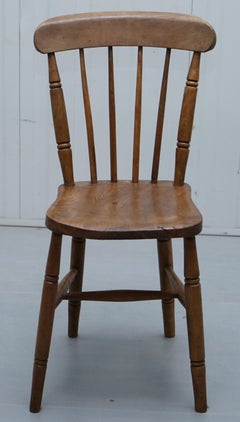 Victorian Windsor Spindle Back Dining Chair Solid Carved Elm Part of a Large Set