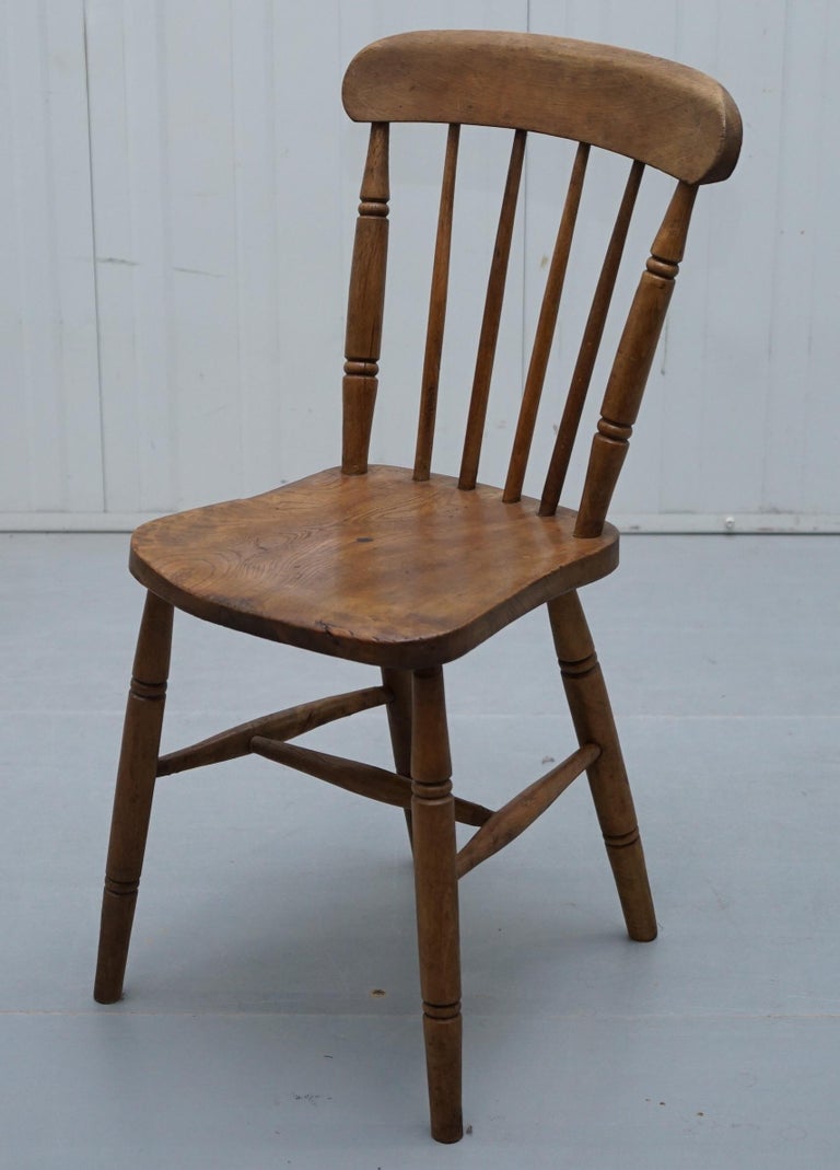 Victorian Windsor Spindle Back Dining Chair Solid Carved Elm Part of a