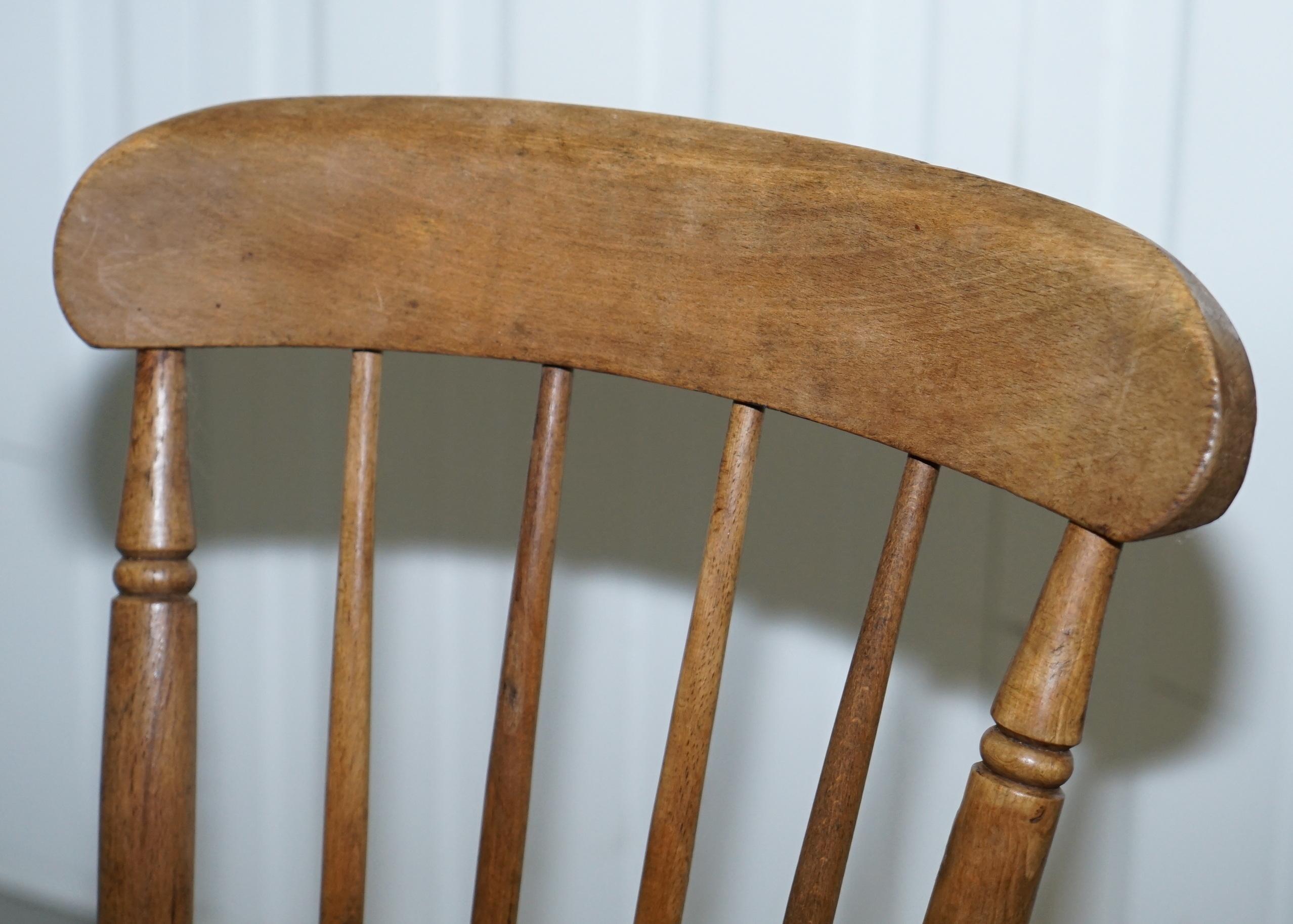 Victorian Windsor Spindle Back Dining Chair Solid Carved Elm Part of a Large Set 4