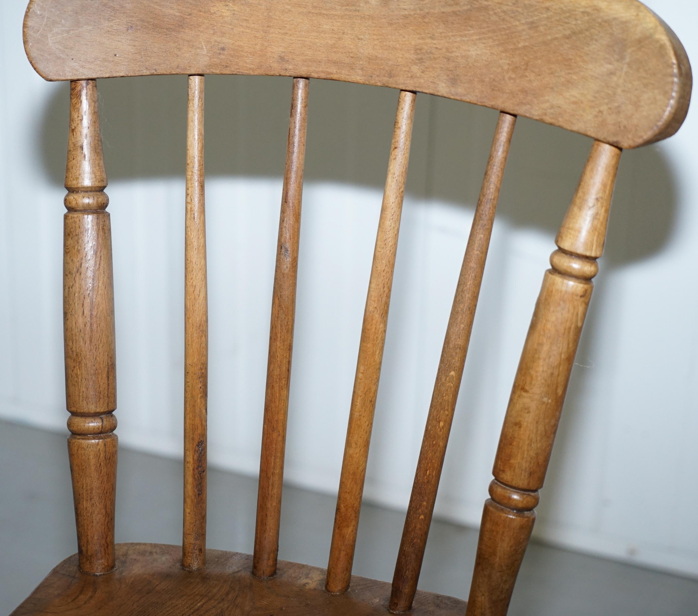 Victorian Windsor Spindle Back Dining Chair Solid Carved Elm Part of a Large Set 5