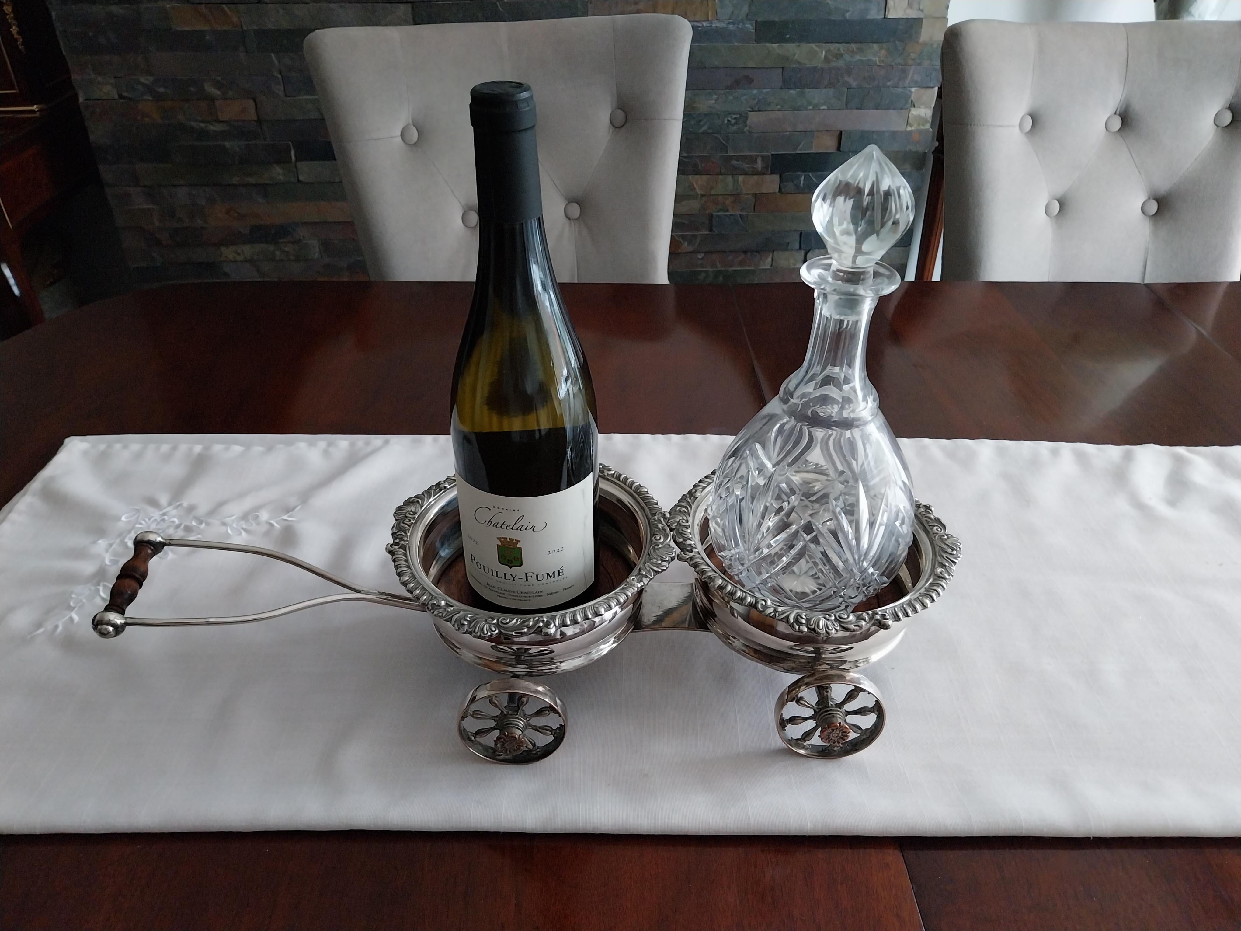 Victorian Wine Bottle Carriage Silver Plate Coaster For Sale 7