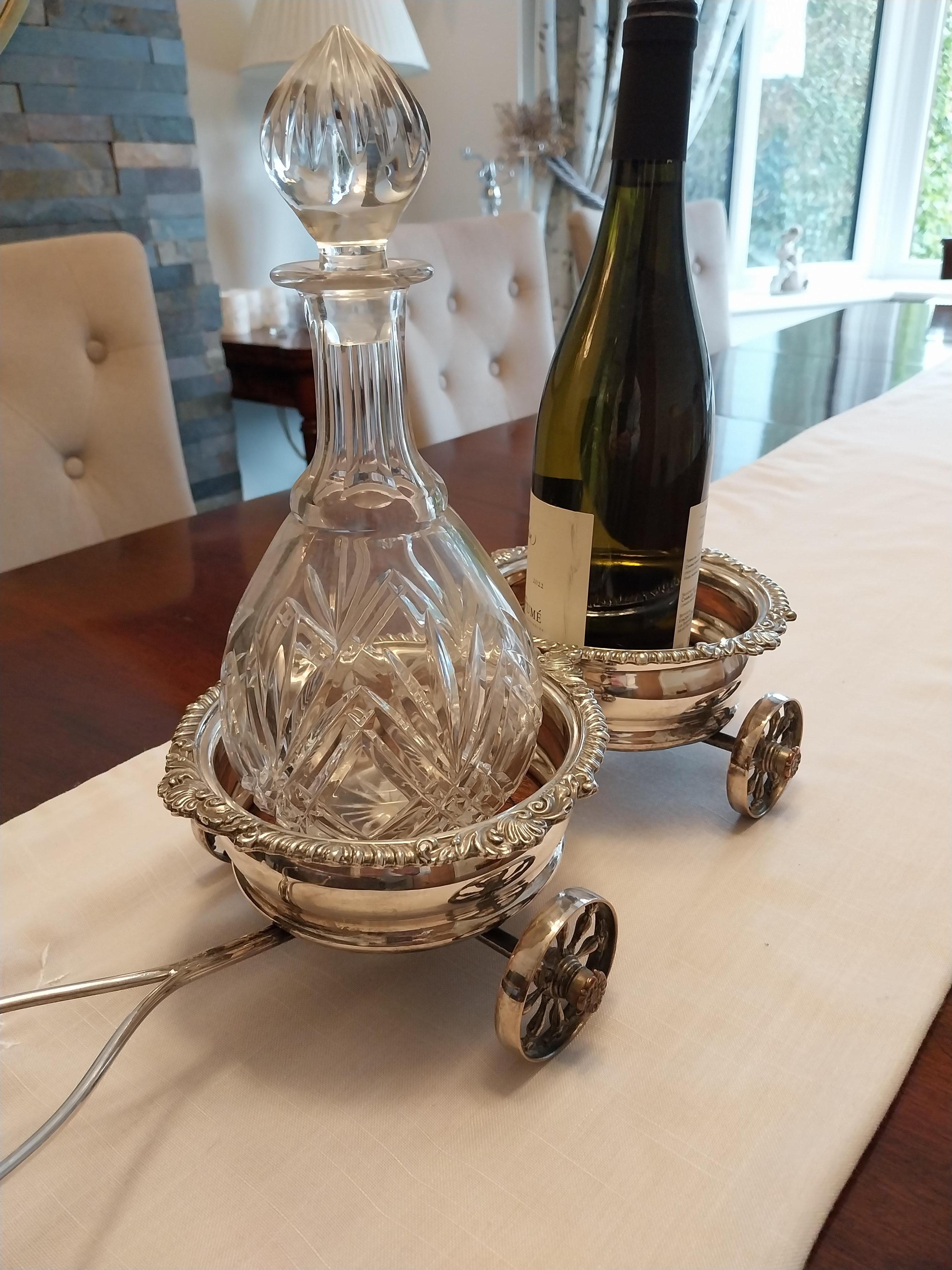 Victorian Wine Bottle Carriage Silver Plate Coaster For Sale 9