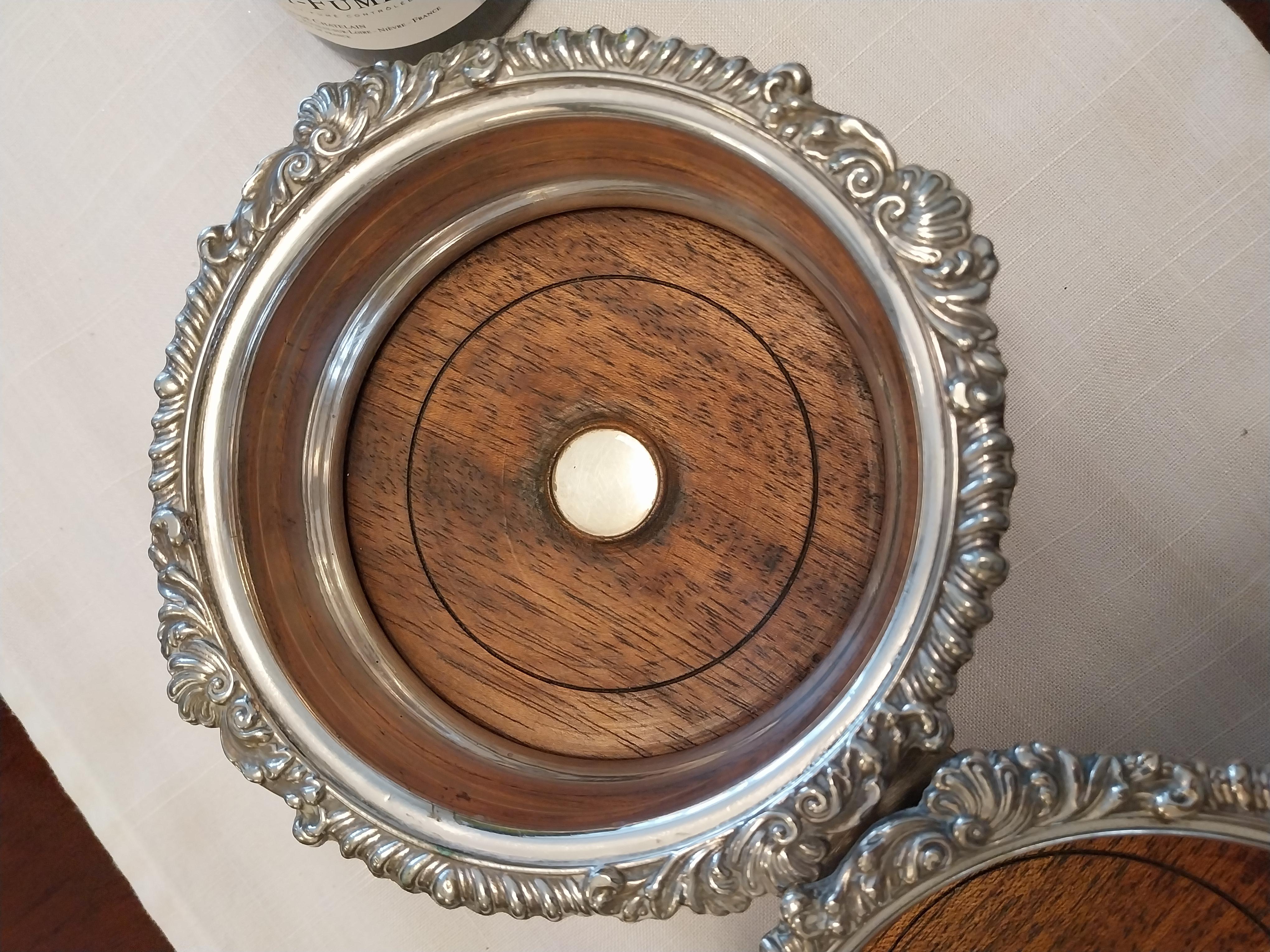 Victorian Wine Bottle Carriage Silver Plate Coaster For Sale 12