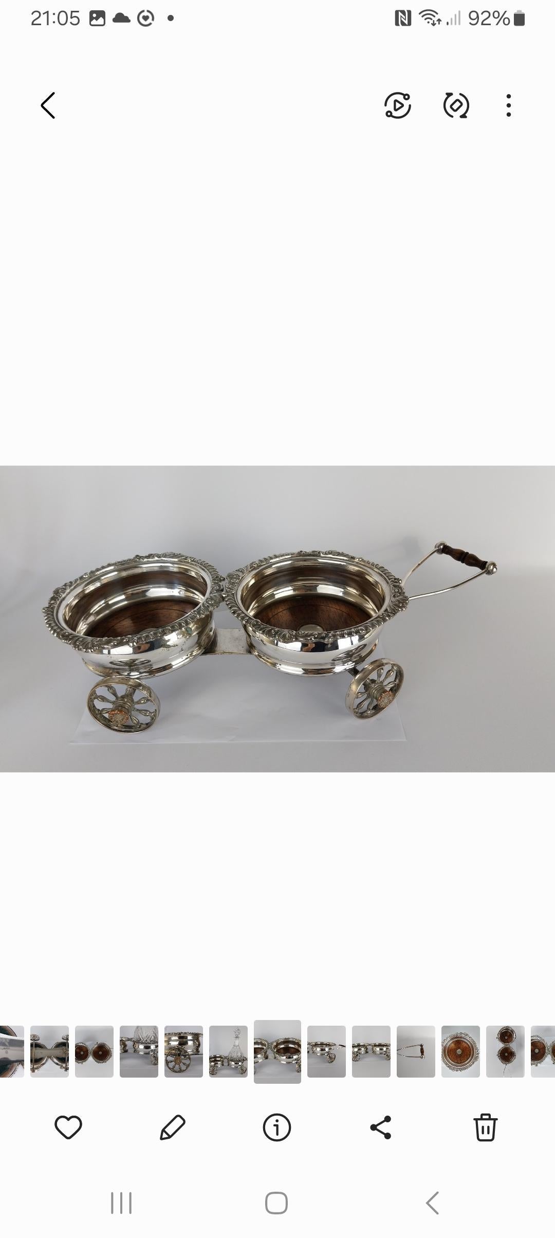 English Victorian Wine Bottle Carriage Silver Plate Coaster For Sale