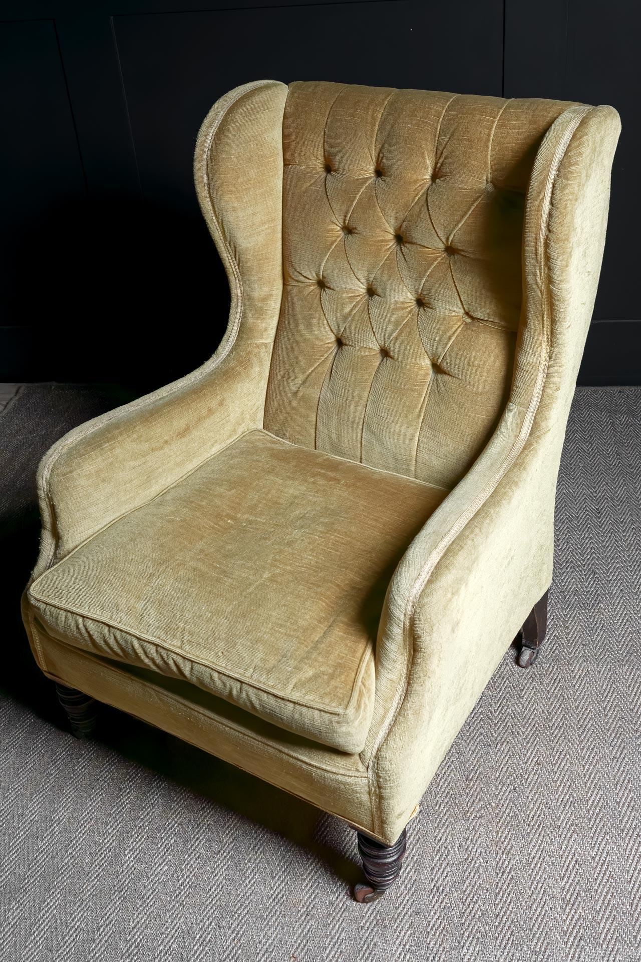 Tissu d'ameublement Fauteuil victorien ailé de Cornelius V. Smith. en vente