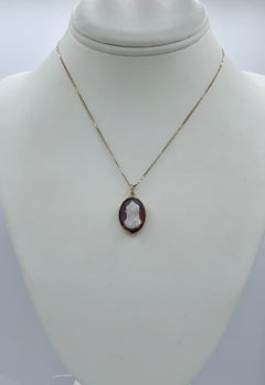 Victorian Woman Cameo Pendant Gold Carnelian Hardstone Antique High Relief