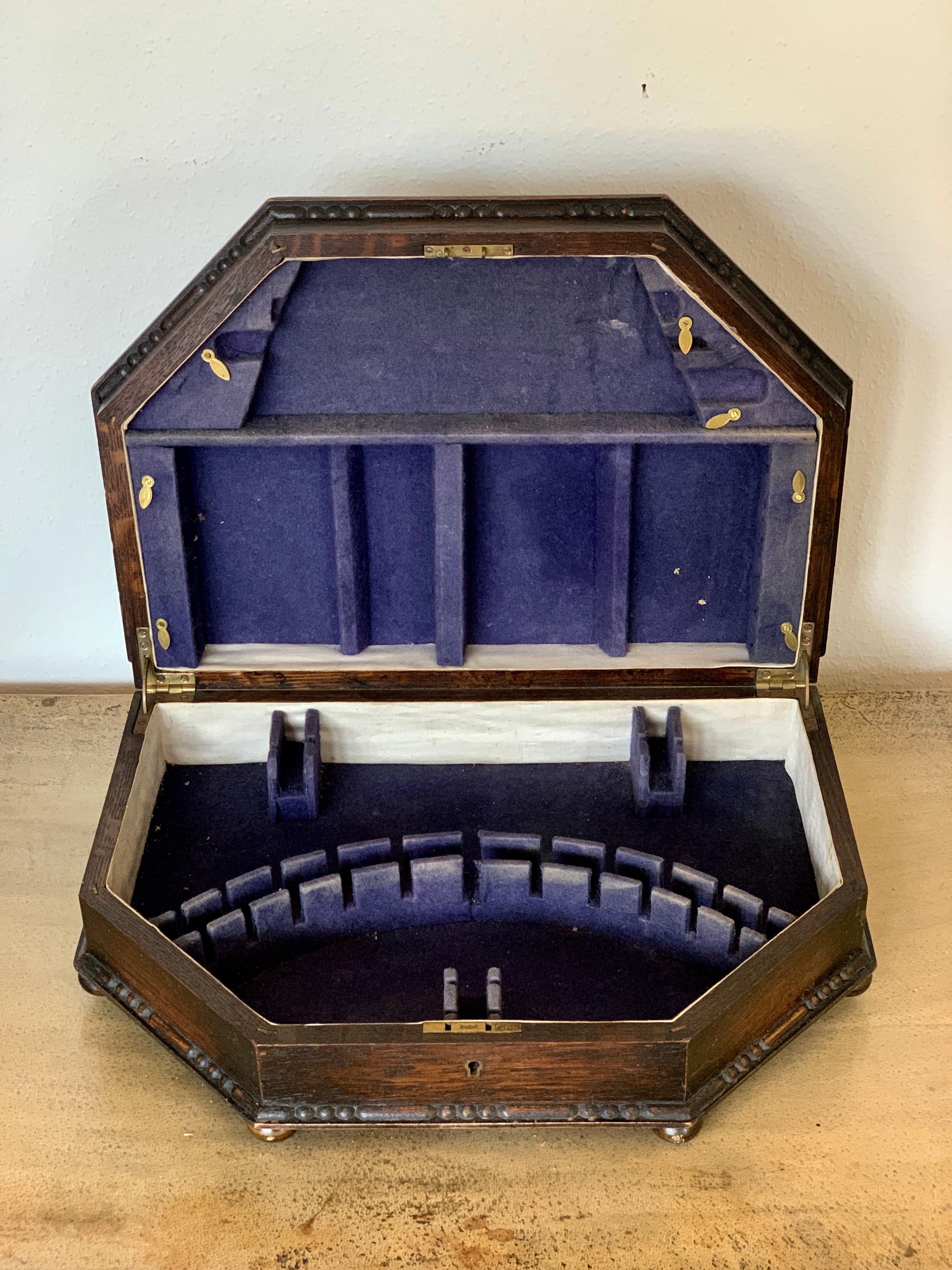 Victorian Wooden British Box, Sterling Silver, Late 19th Century 1