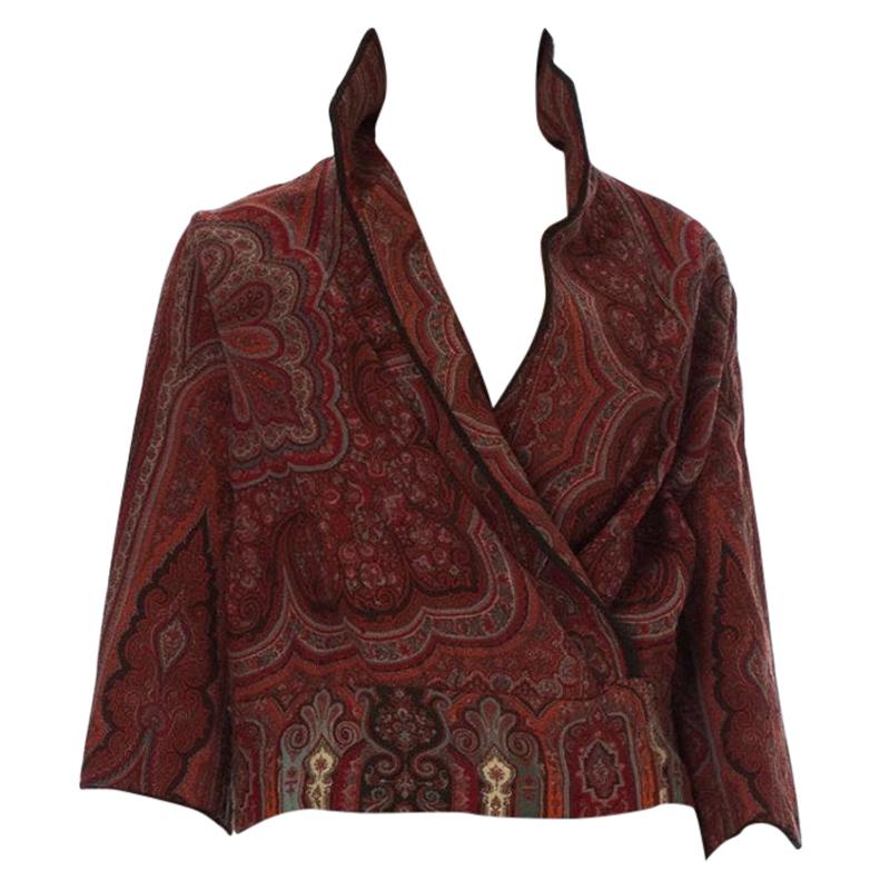 1920S Preiselbeere Rot Wolle Viktorianisch Paisley Schal  Jacke im Angebot