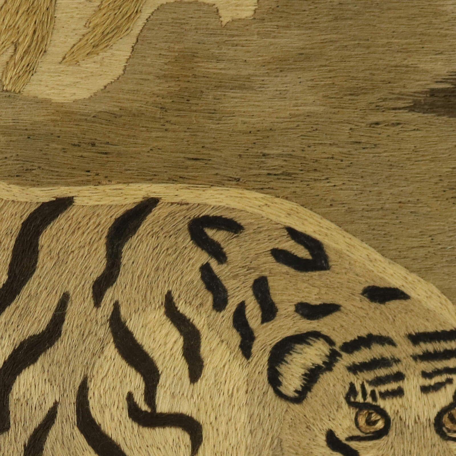 Victorian Woolwork Embroidered Picture of a Tiger In Good Condition For Sale In Chelmsford, Essex