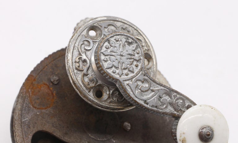 Victorian Working Cast Iron Doorbell Matching Crank For Sale at 1stDibs