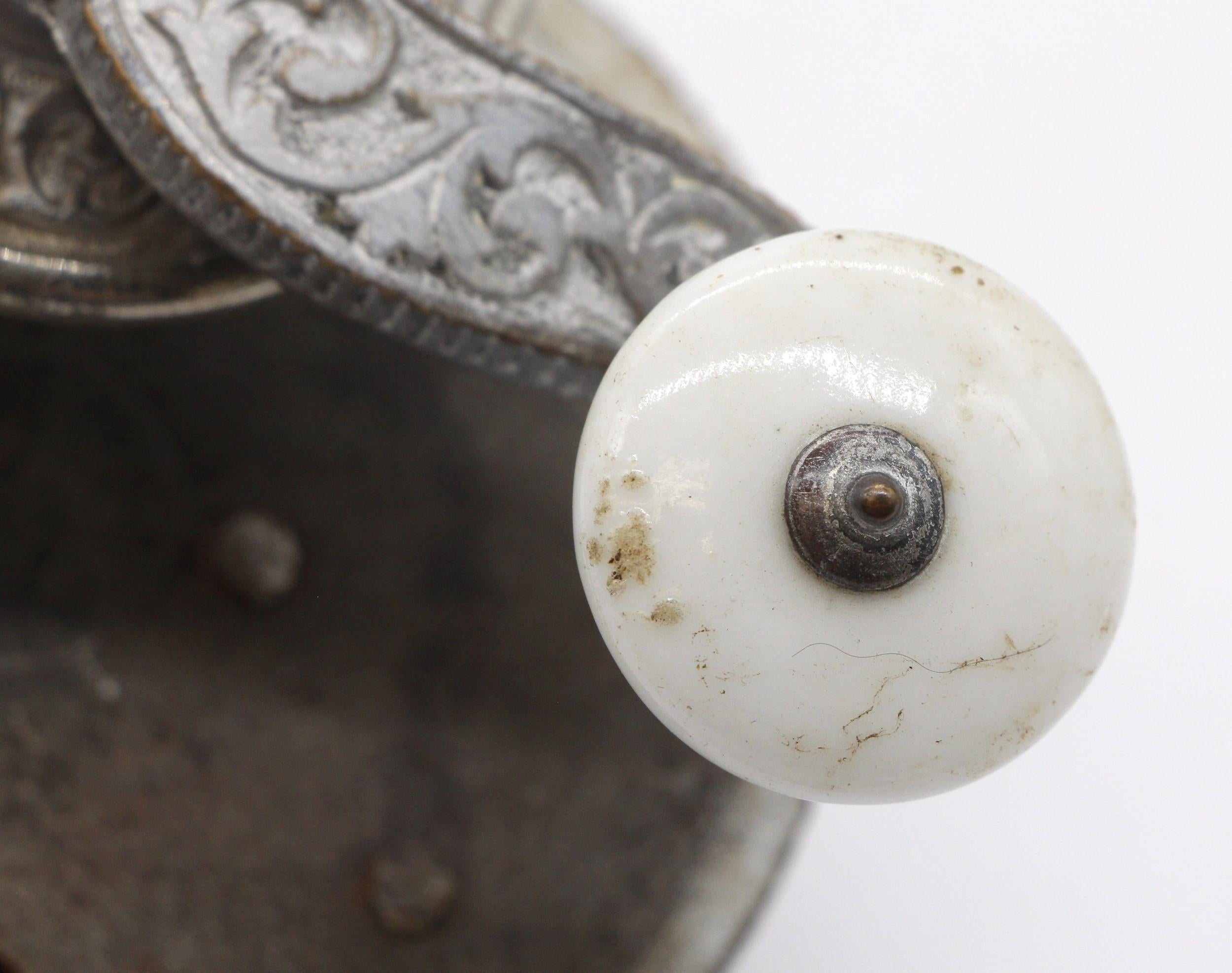 Victorian Working Cast Iron Doorbell Matching Crank 1