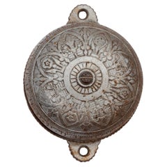 Antique Victorian Working Cast Iron Doorbell Matching Crank