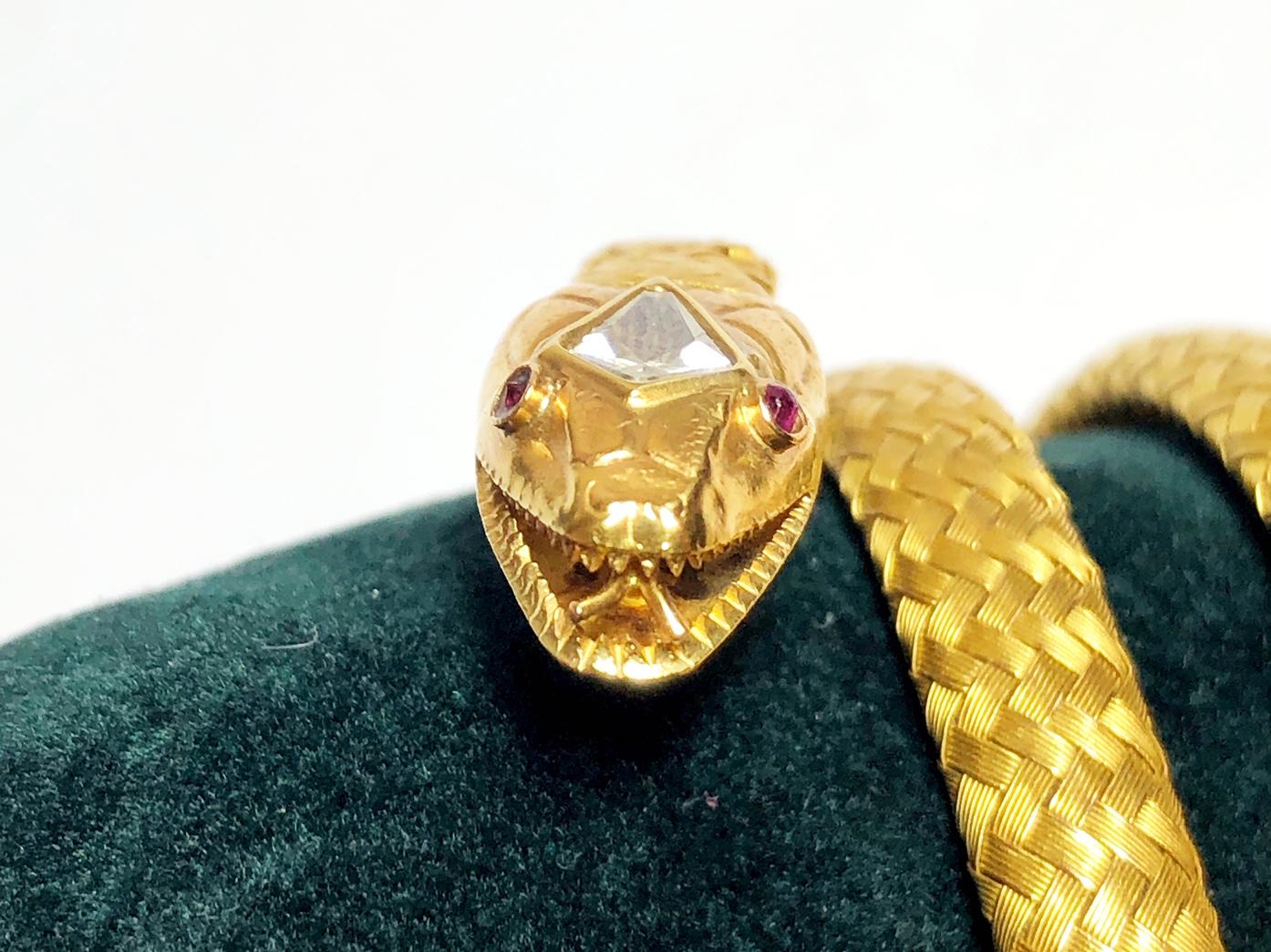  Bracelet serpent or tissé victorien Unisexe 