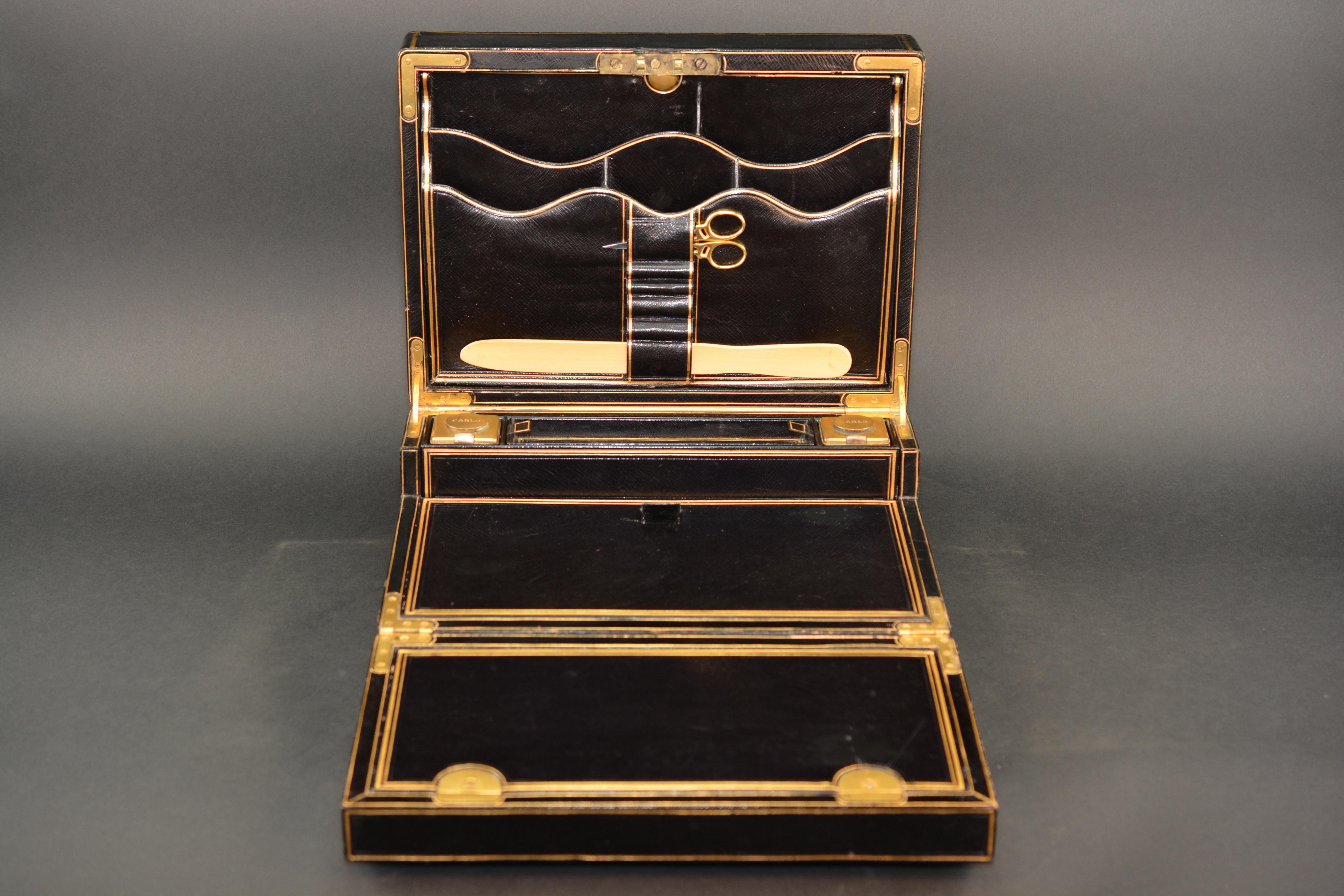 Leather Victorian Writing Box by P&F Shafer of 27 Piccadilly London For Sale