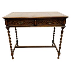 Victorian Writing Desk Jacobean Revival Barley Twist Legs 1860
