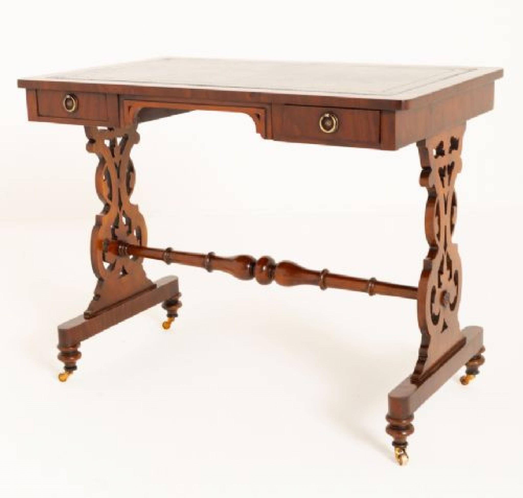 Victorian Writing Table Desk 1860 Lyre Legs For Sale 5