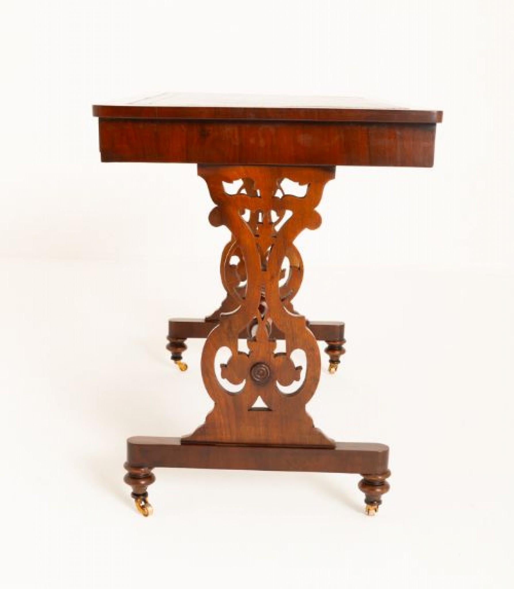 Victorian Writing Table Desk 1860 Lyre Legs For Sale 7