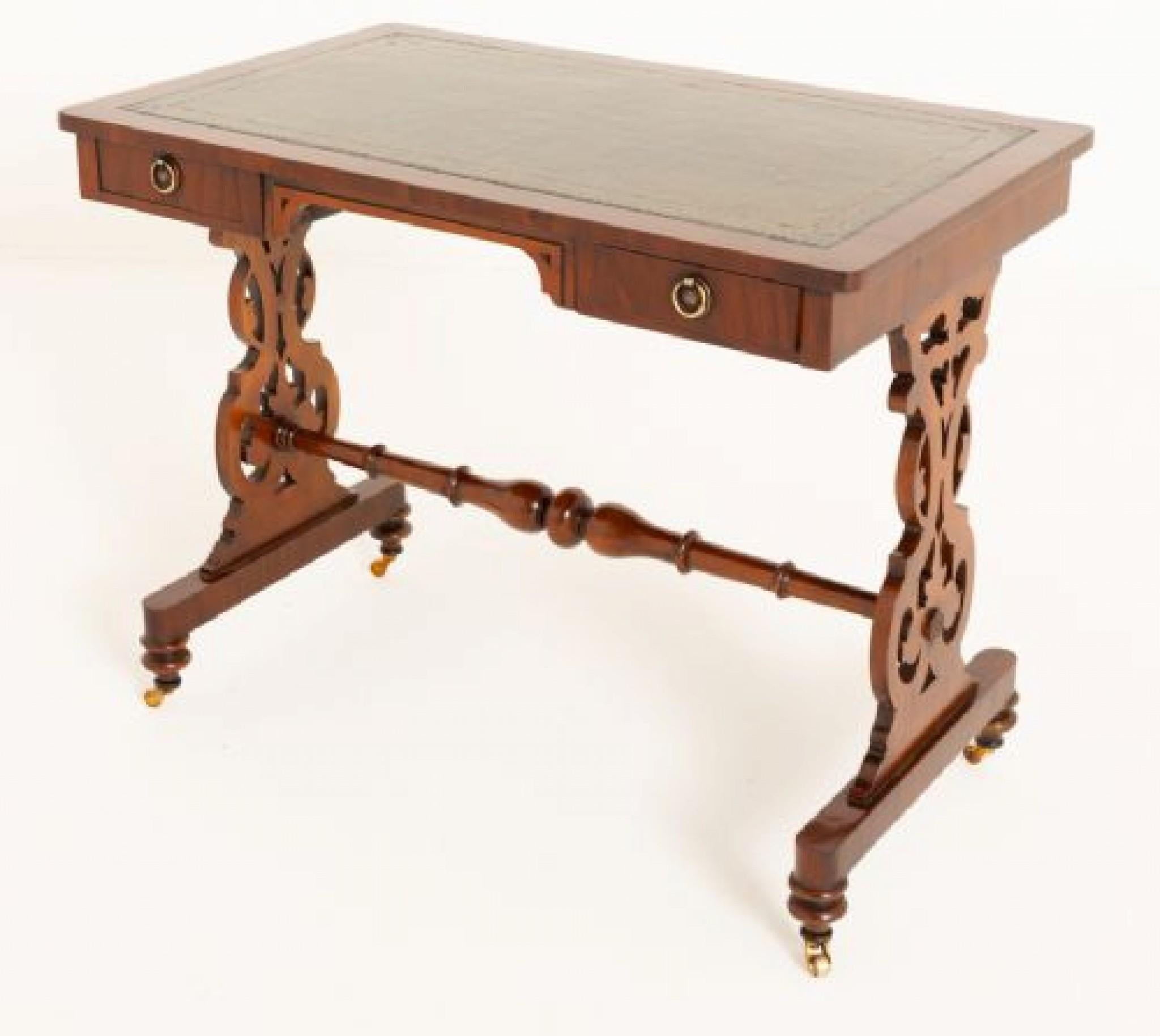 Victorian Writing Table Desk 1860 Lyre Legs For Sale 2