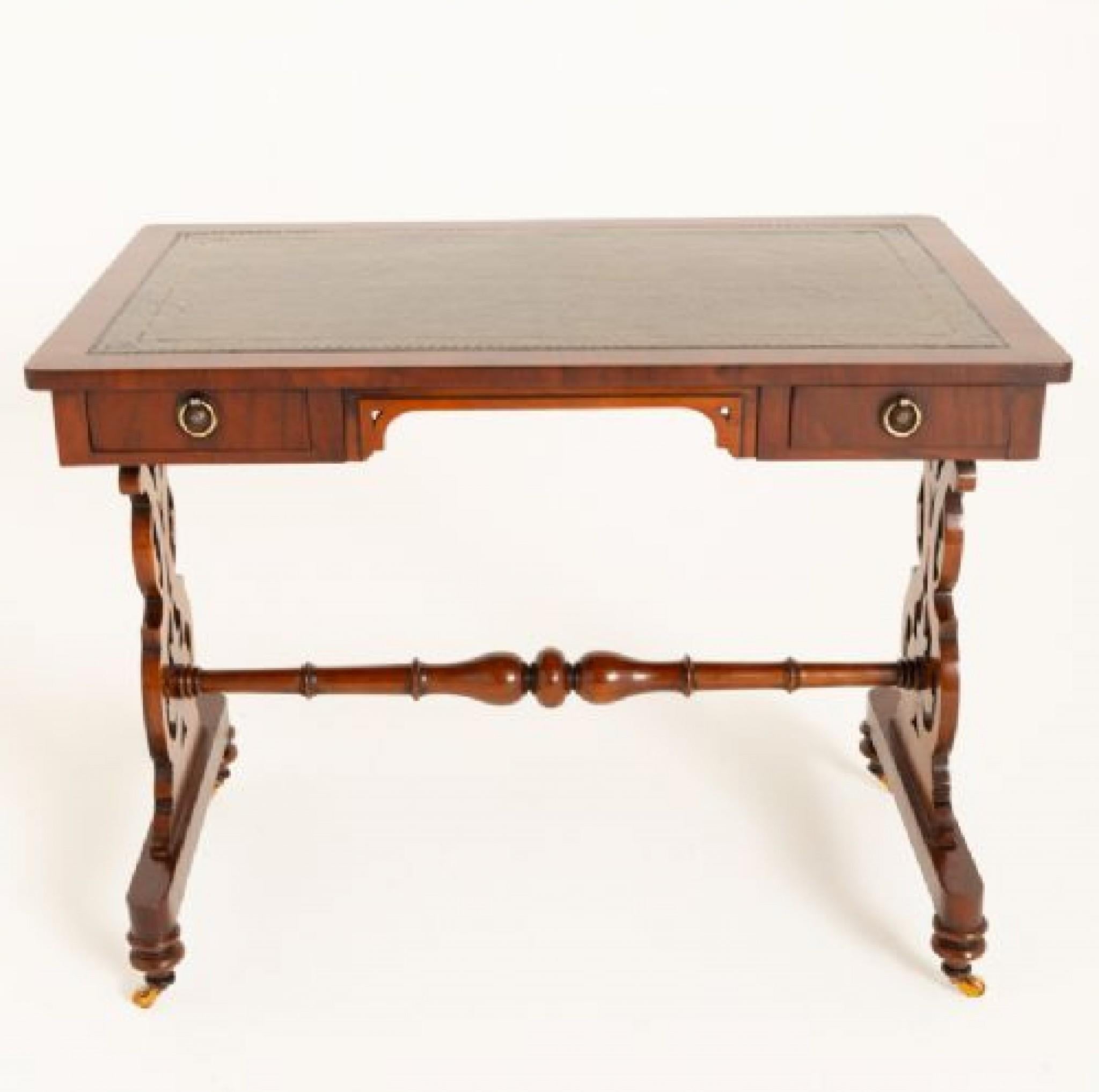Victorian Writing Table Desk 1860 Lyre Legs For Sale 4