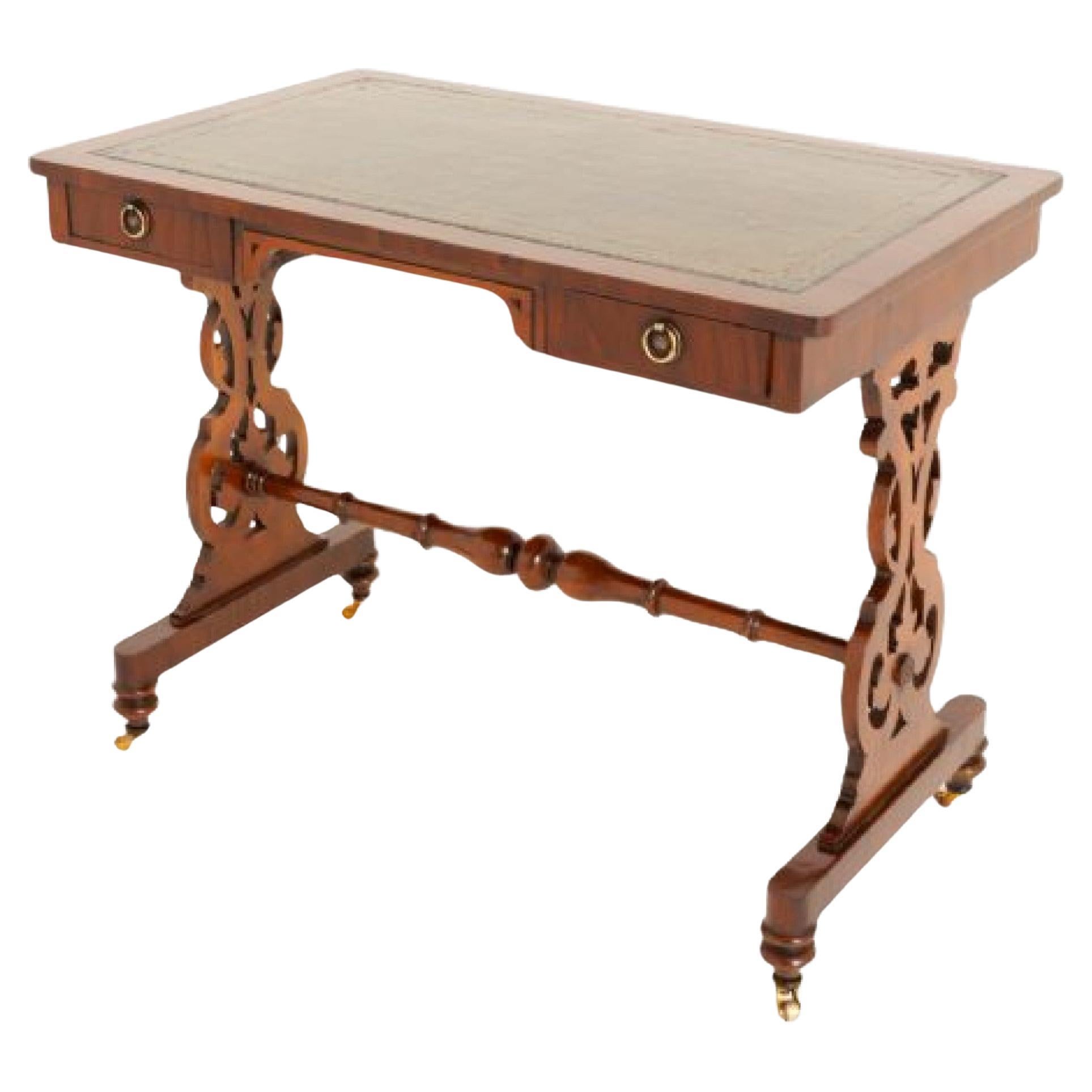 Victorian Writing Table Desk 1860 Lyre Legs
