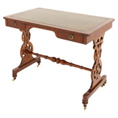 Antique Victorian Writing Table Desk 1860 Lyre Legs