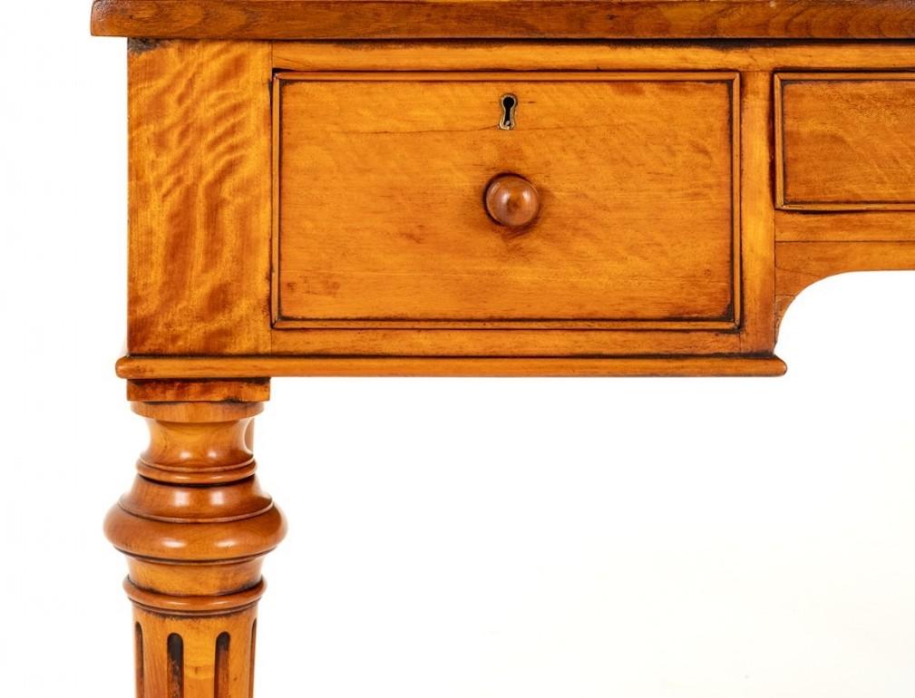 Mahogany Victorian Writing Table Desk Birds Eye Maple For Sale