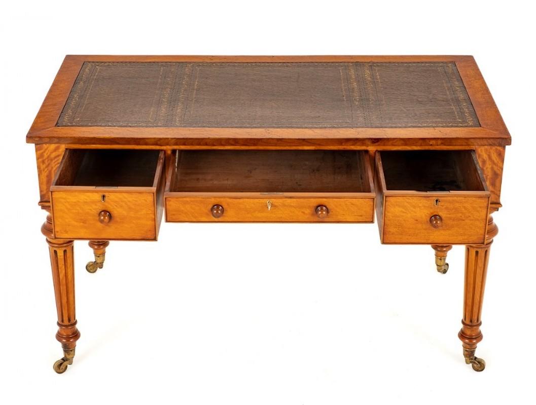 Victorian Writing Table Desk Birds Eye Maple For Sale 1
