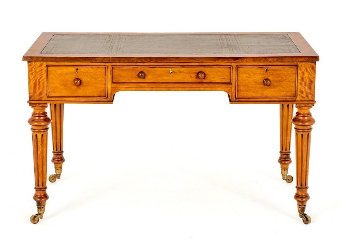 Victorian Writing Table Desk Birds Eye Maple For Sale 2