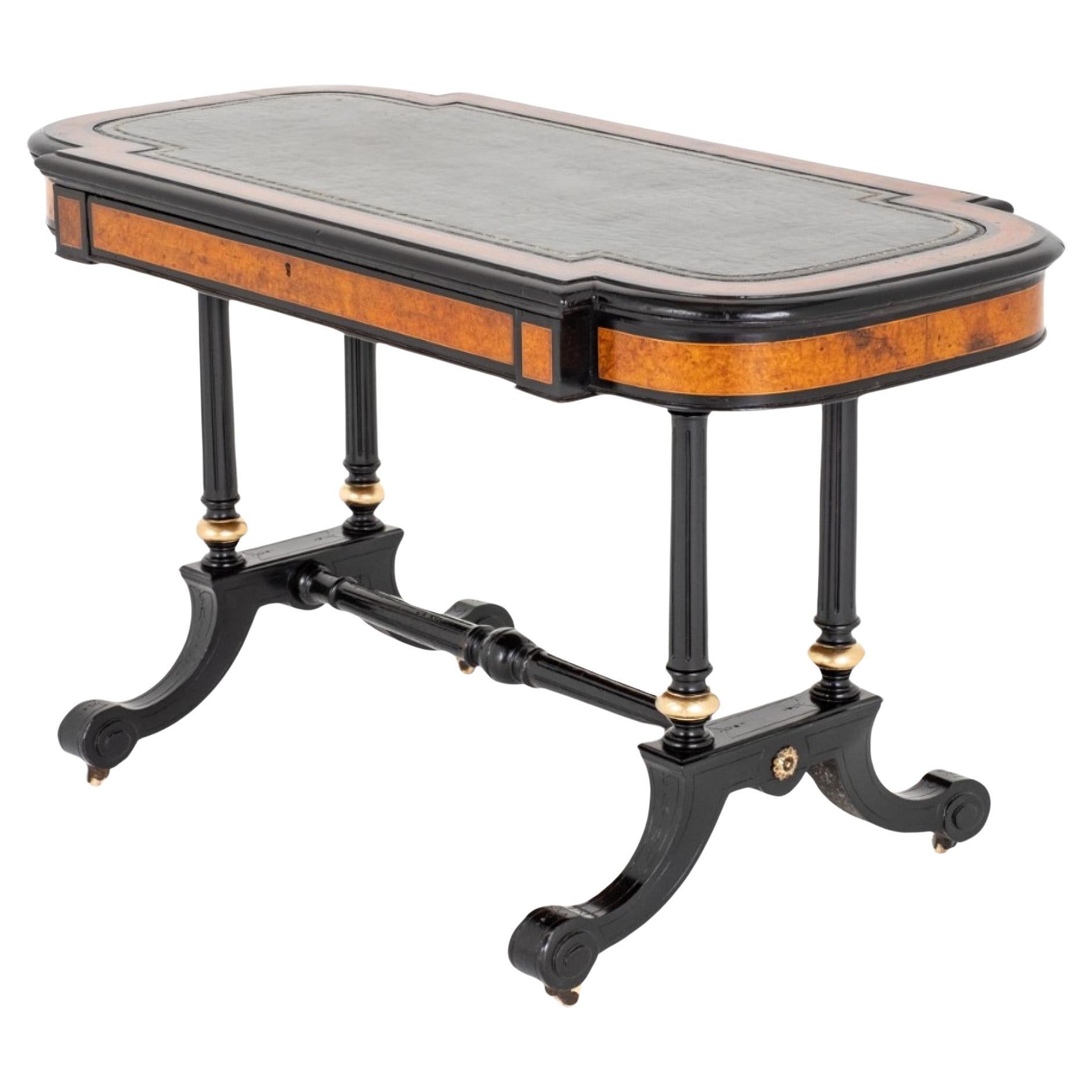 Victorian Writing Table Desk Walnut Ebonised 1860