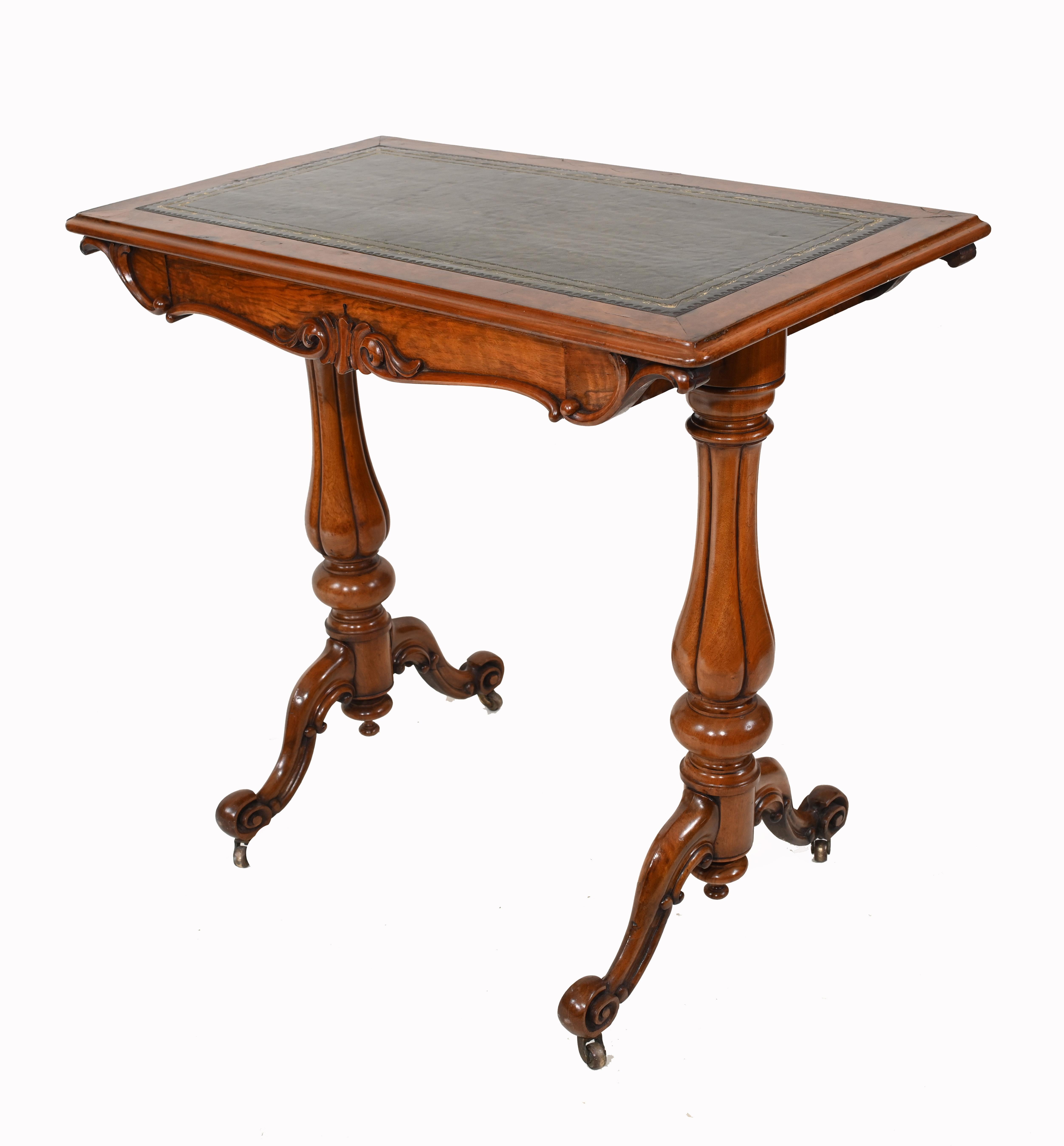 Victorian Writing Table Walnut Tulip Leg Desk, 1880 4