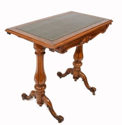 Victorian Writing Table Walnut Tulip Leg Desk 1880