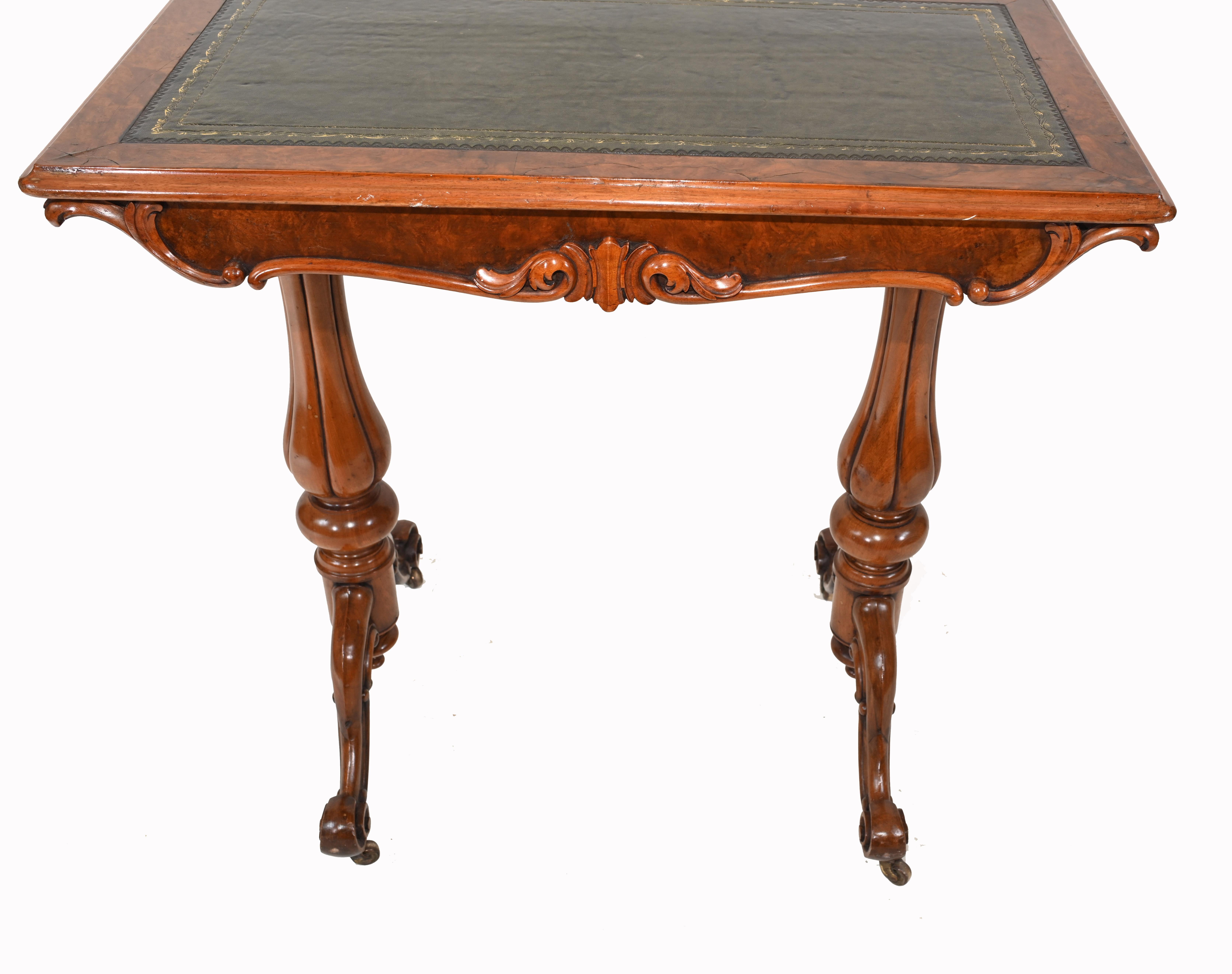 High Victorian Victorian Writing Table Walnut Tulip Leg Desk, 1880