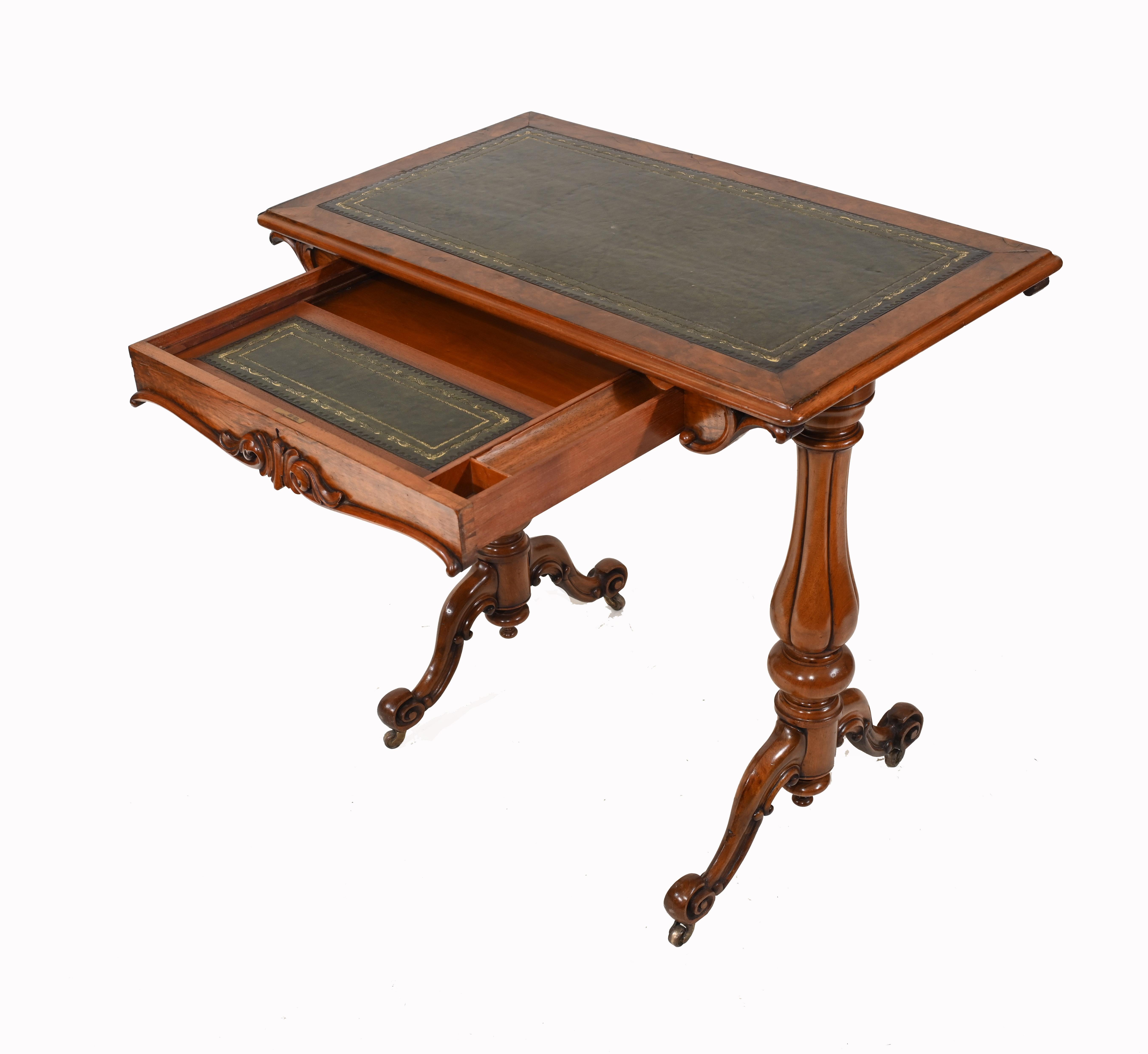 Victorian Writing Table Walnut Tulip Leg Desk, 1880 2