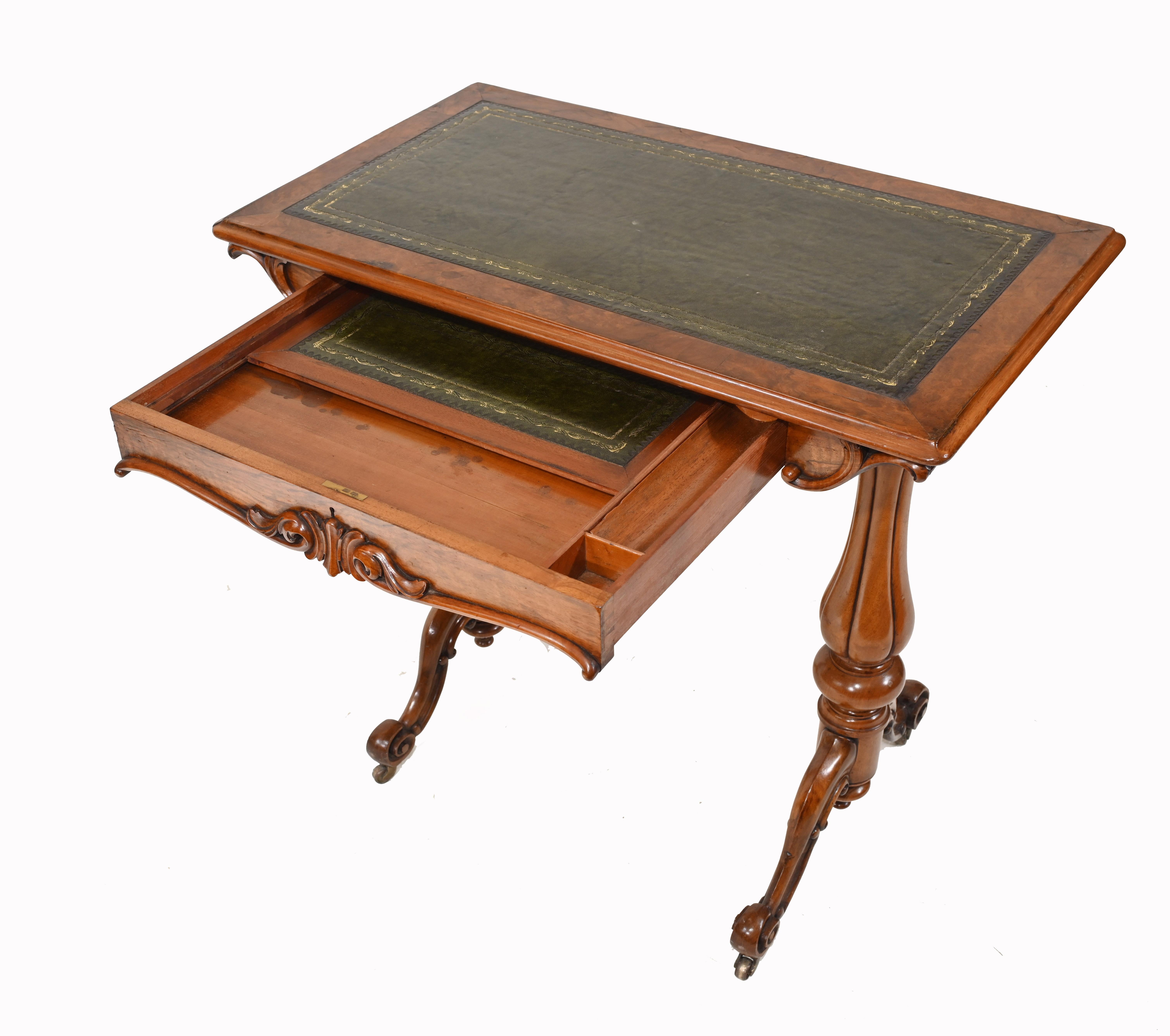 Victorian Writing Table Walnut Tulip Leg Desk, 1880 3