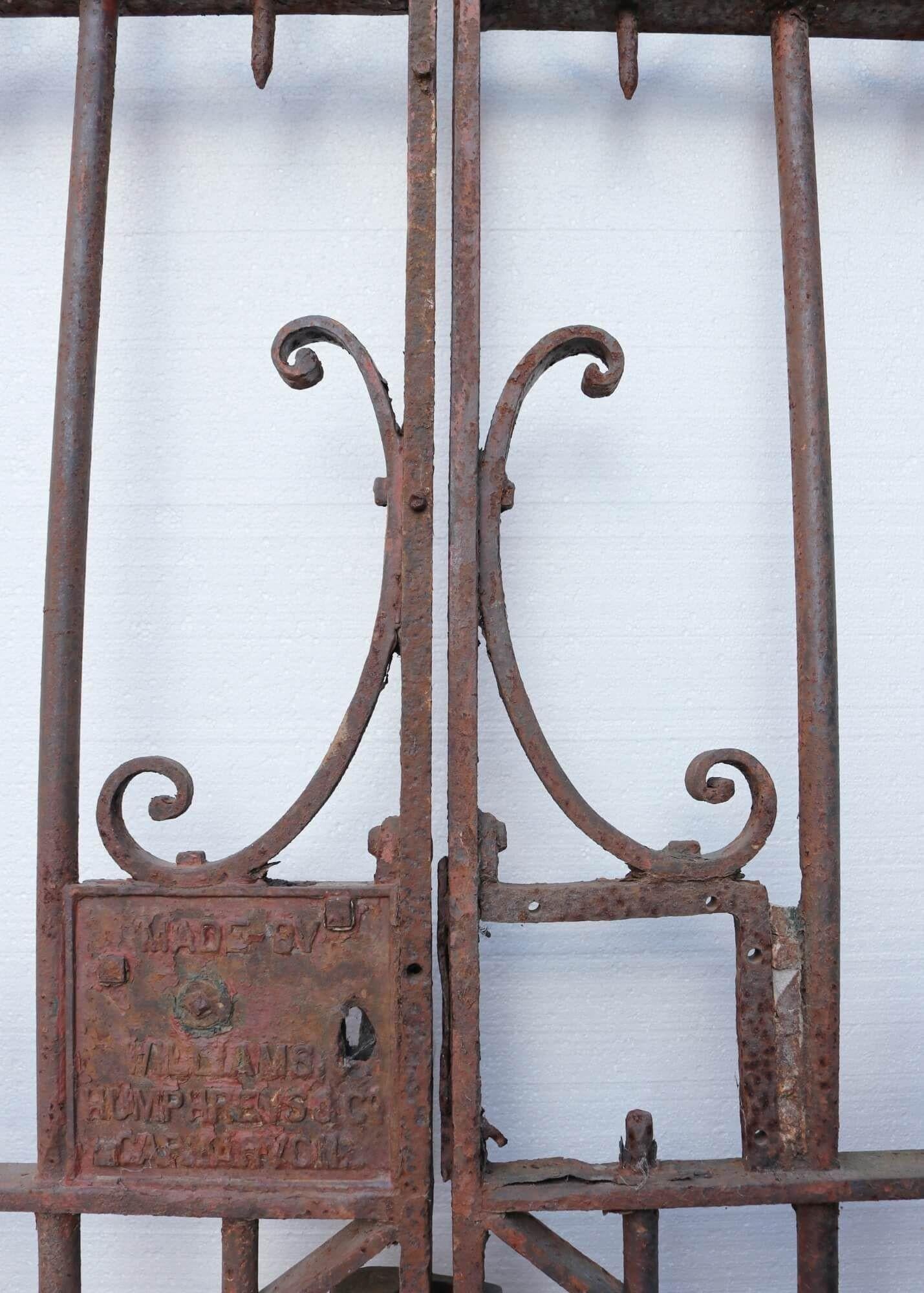 Victorian Wrought Iron Driveway Gates 322cm (10’5”) In Fair Condition For Sale In Wormelow, Herefordshire