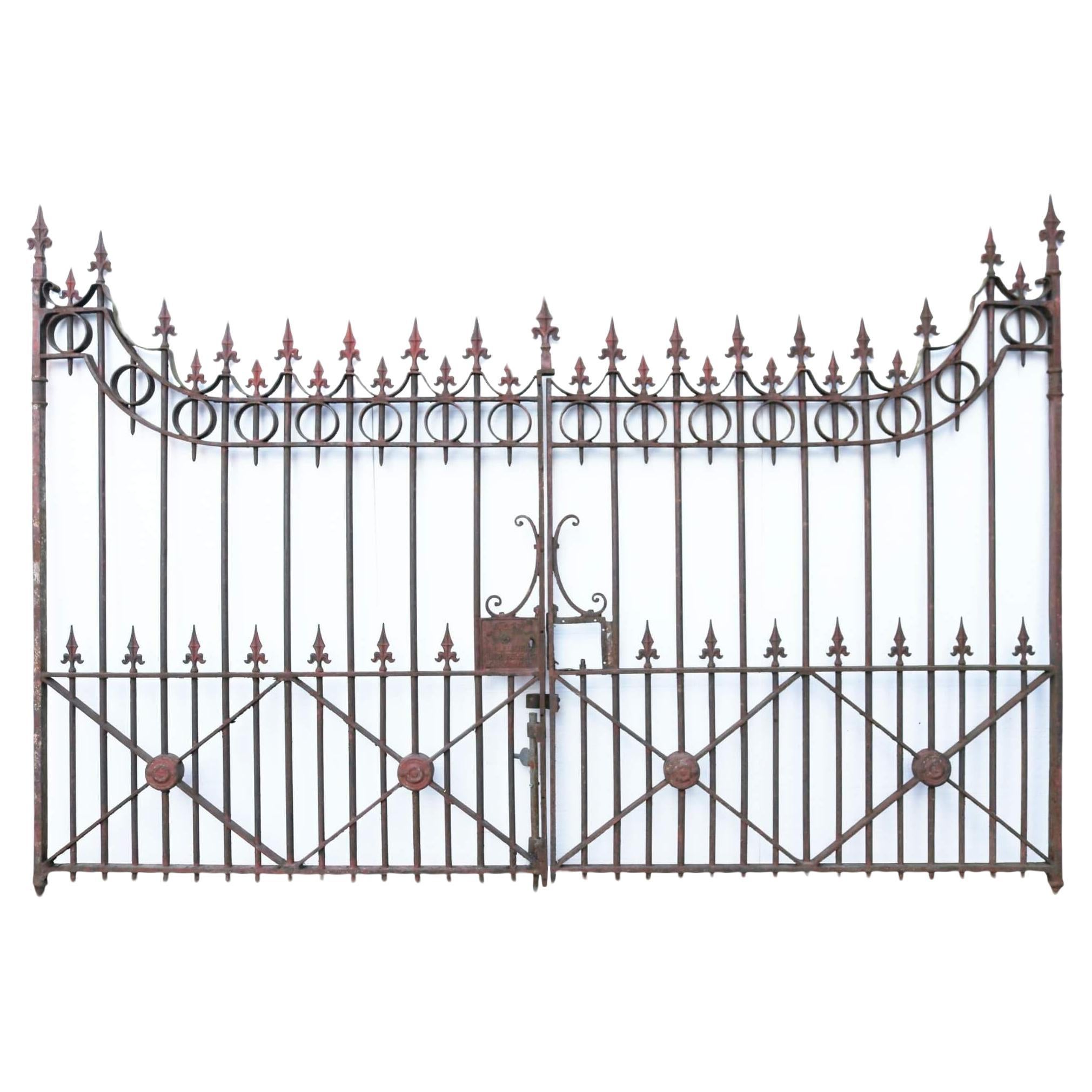 Victorian Wrought Iron Driveway Gates 322cm (10’5”) For Sale