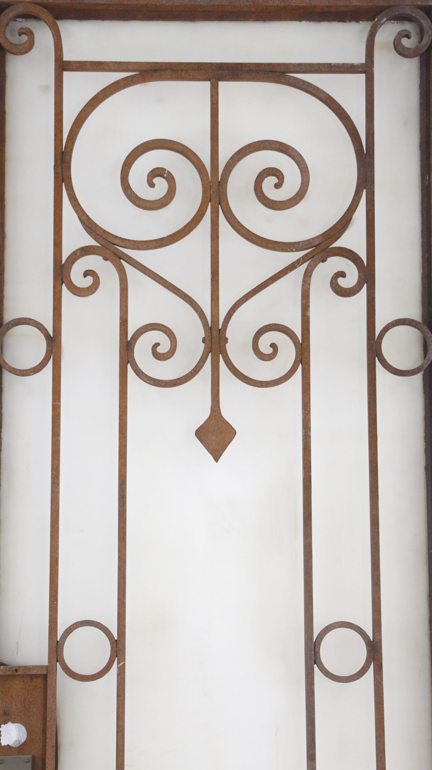 American Victorian Wrought Iron Entry Door 88 x 28.5 For Sale