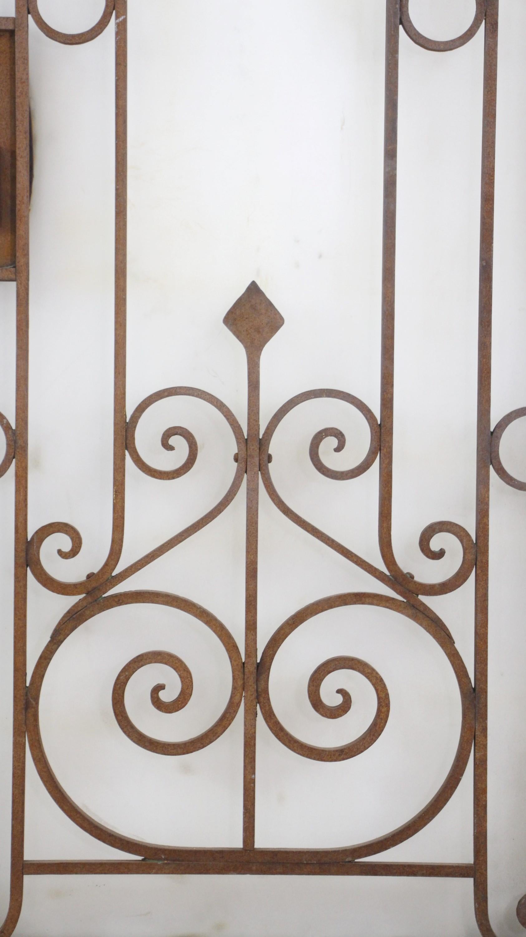 Frosted Victorian Wrought Iron Entry Door 88 x 28.5 For Sale