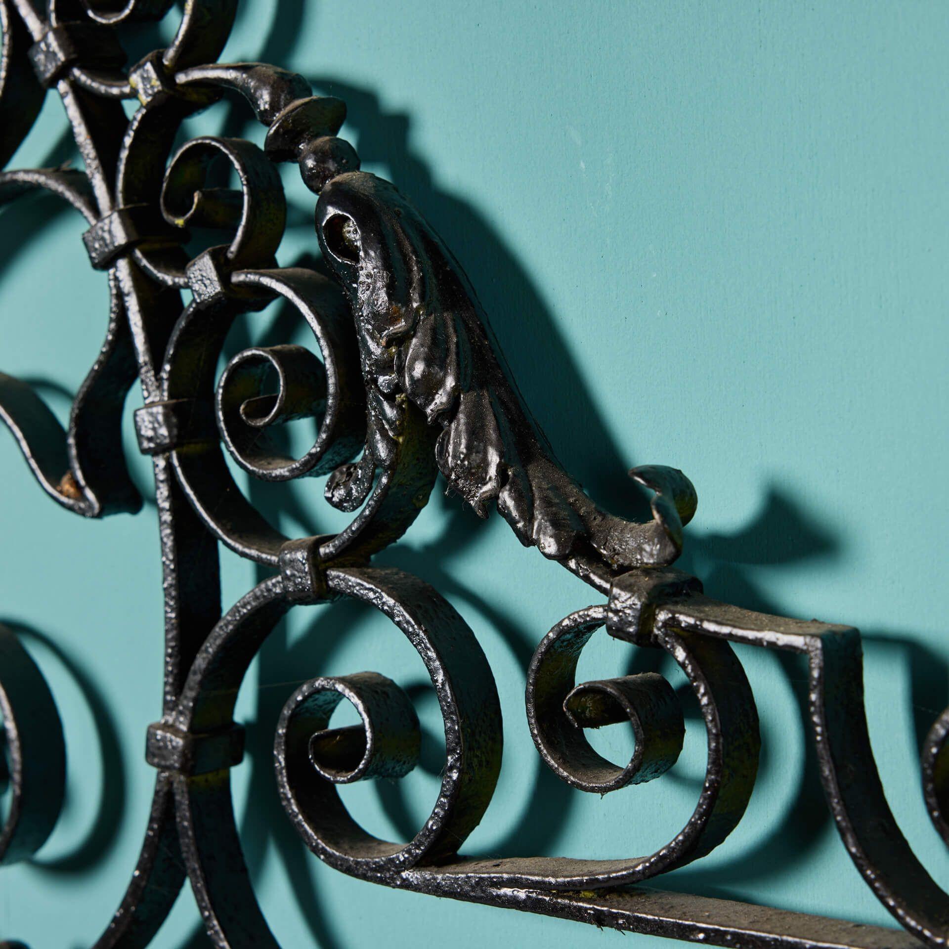 Hand-Crafted Victorian Wrought Iron Gate Overthrow For Sale
