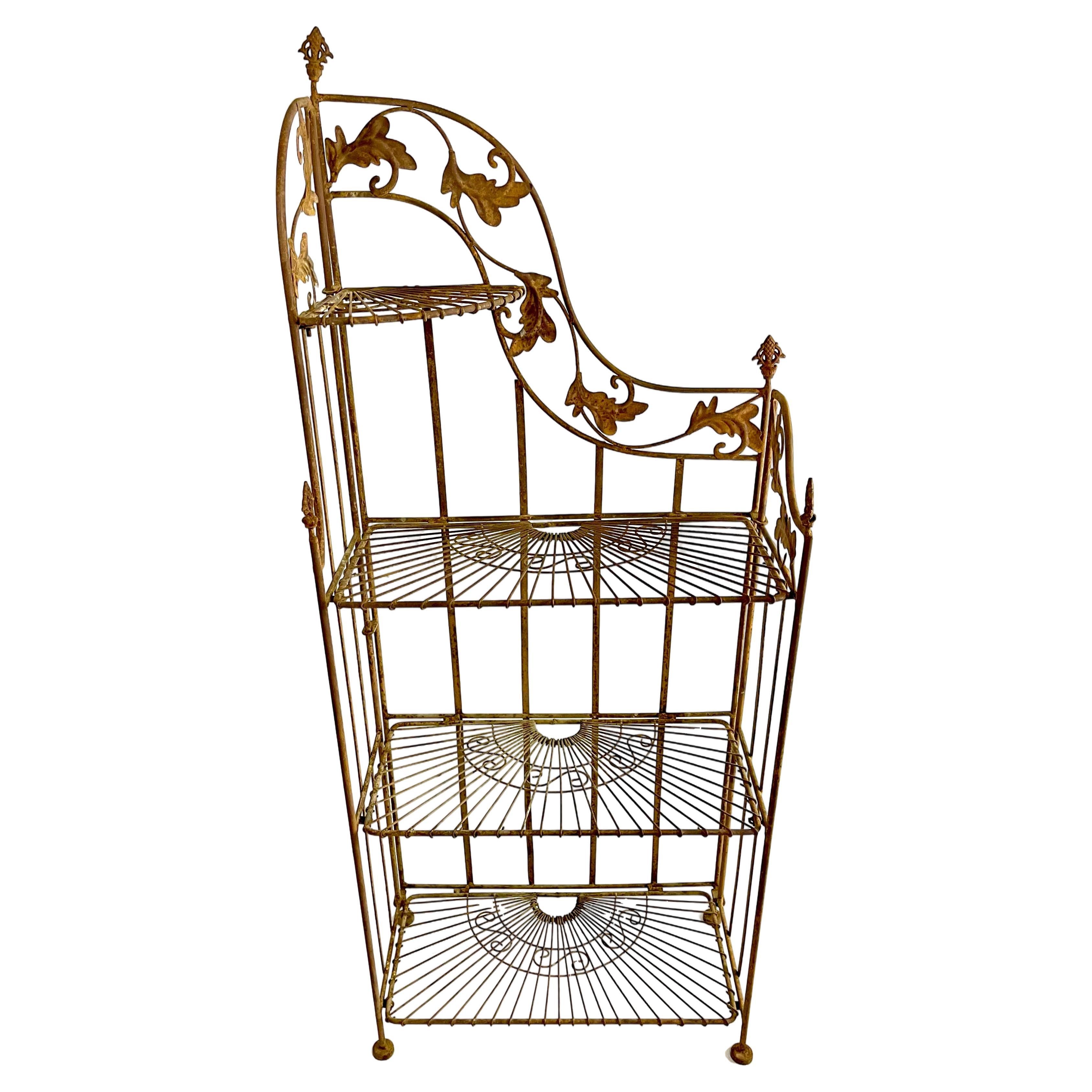 Victorian wrought iron plant shelf For Sale